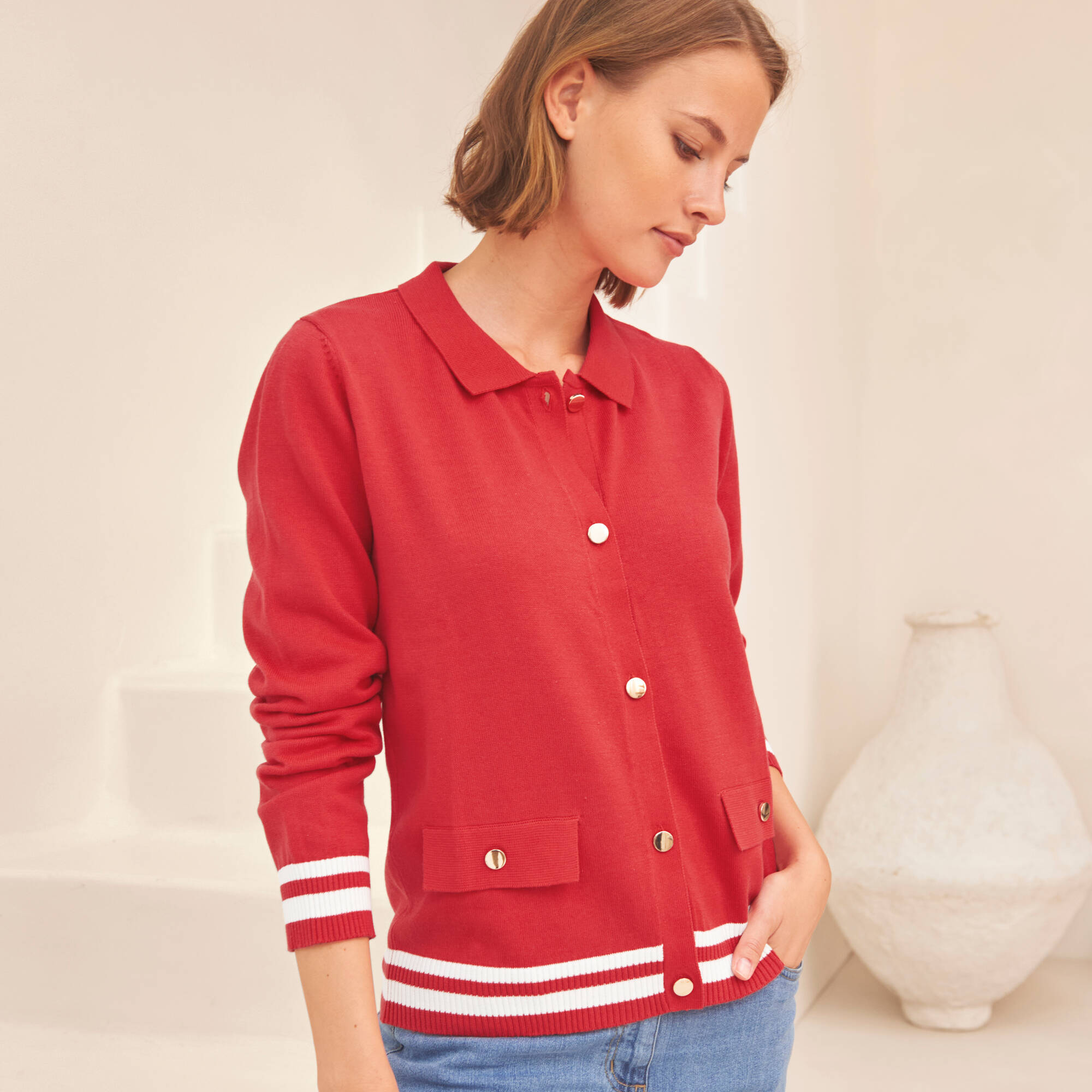 Gilet col polo coton mlang - Blancheporte 23 €