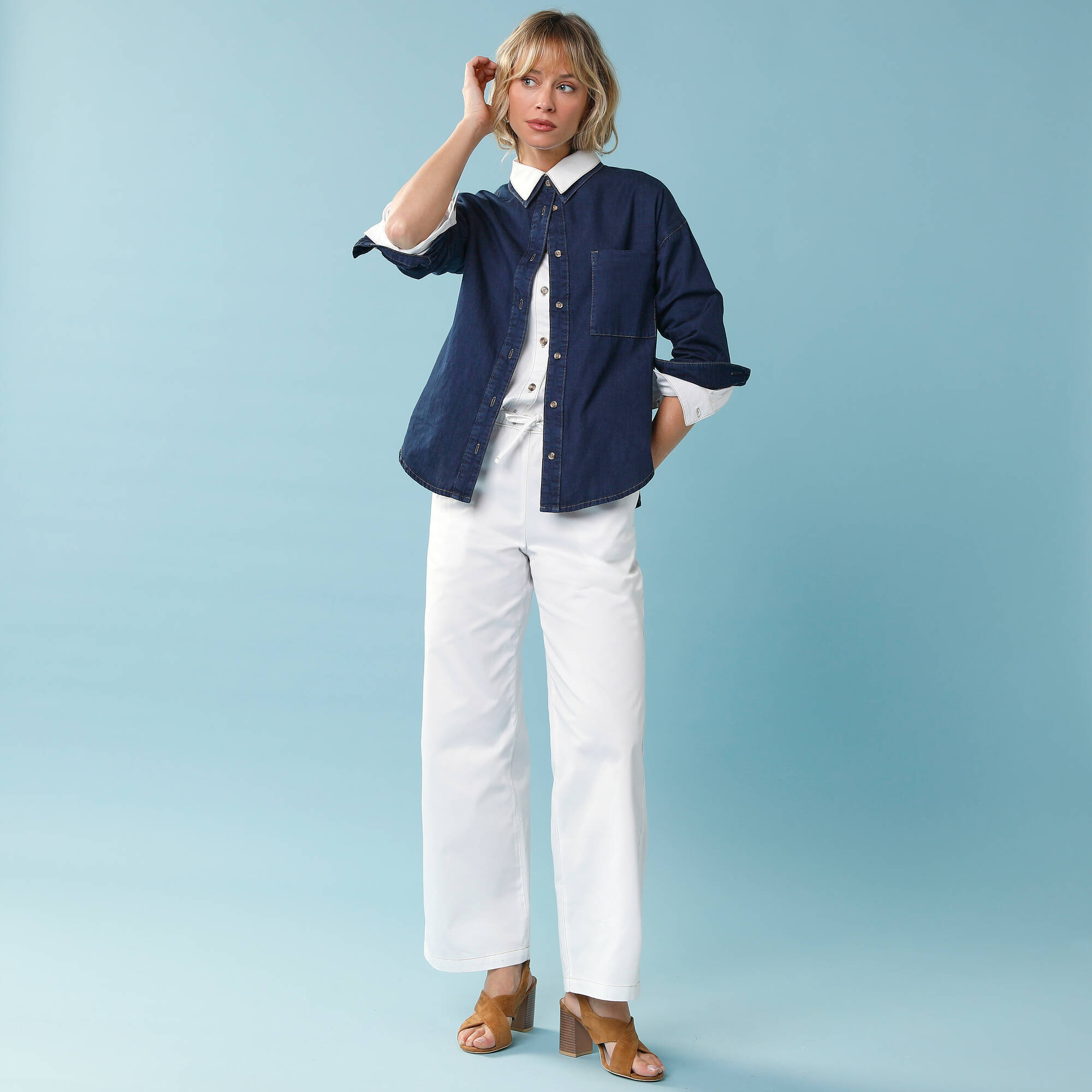 Pantalon large Spcial Petite denim lger - Blancheporte 33$