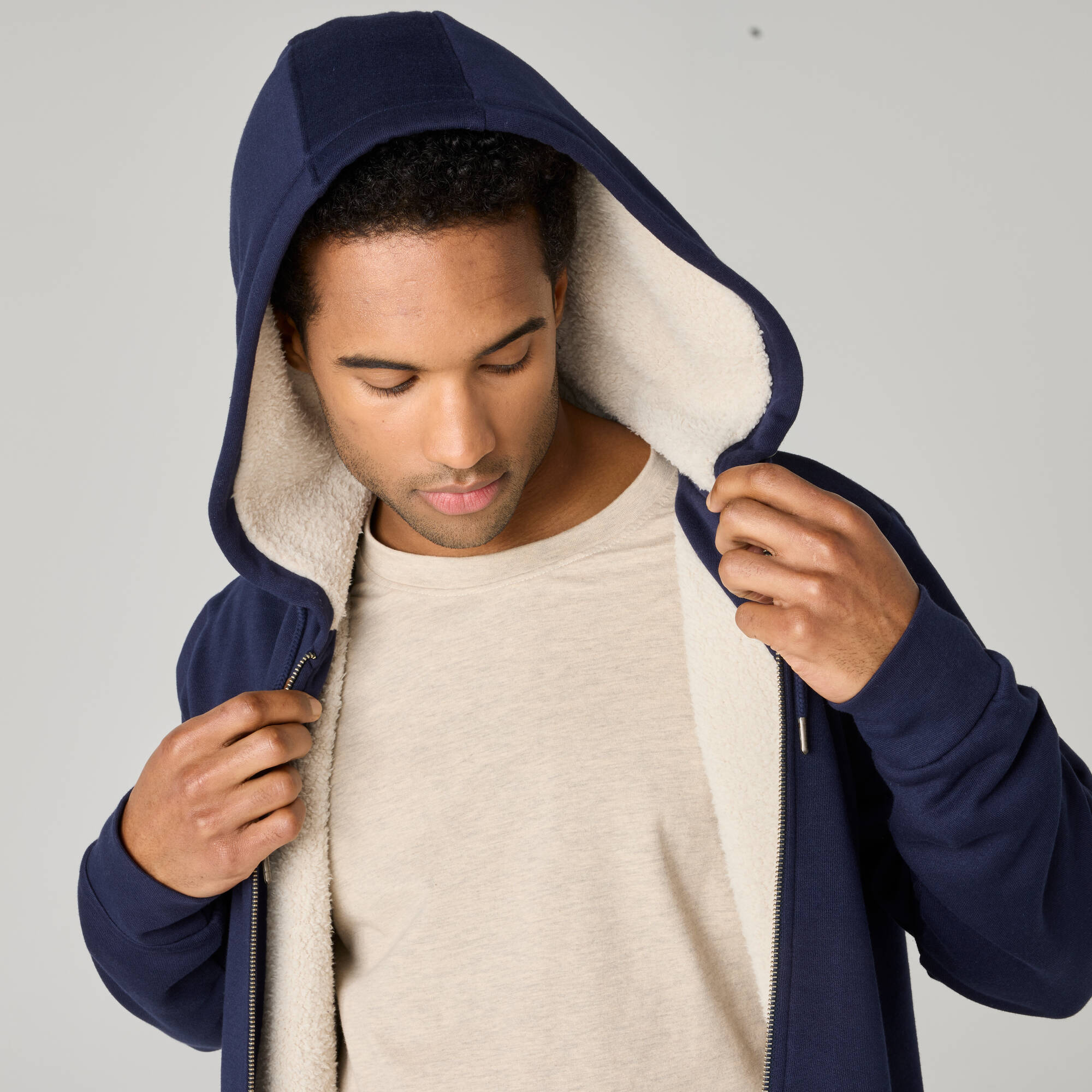 Sweat capuche uni zipp et fourr - Blancheporte 46$