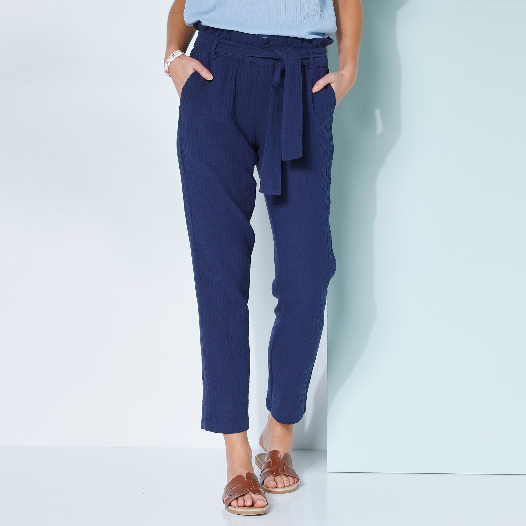 Pantalon Mom Double Gaze Coton - Blancheporte