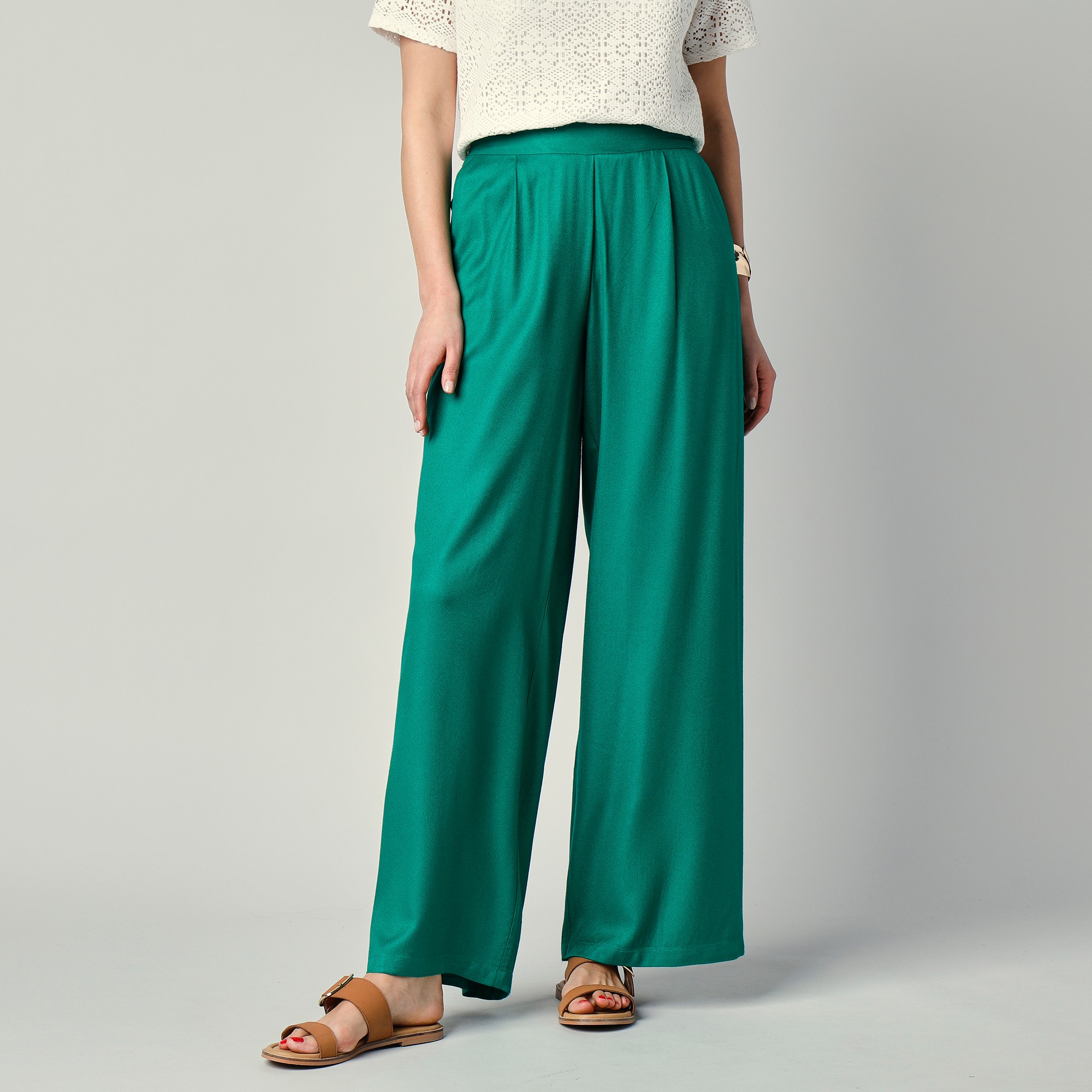 Pantalon Large Fluide Uni - Blancheporte