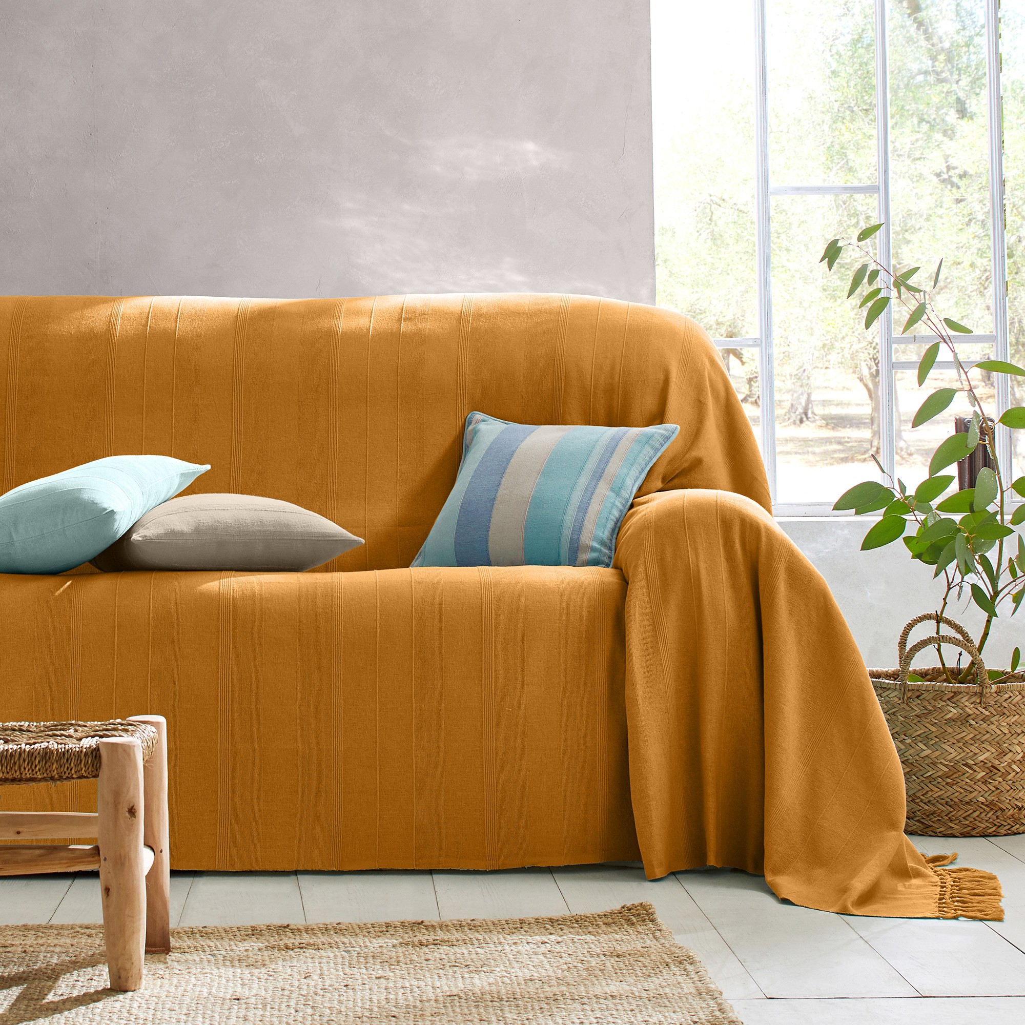 Plaid Ou Jeté Uni Coton Tissage Artisanal - Blancheporte