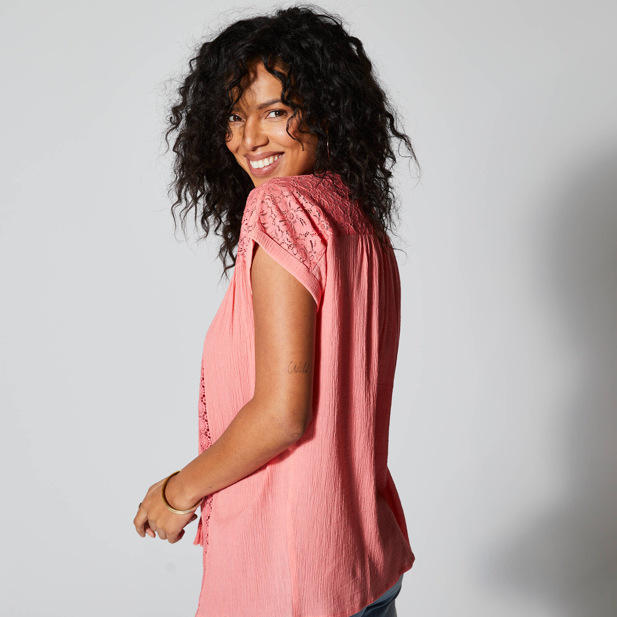 Blouse macram crpon coton - Blancheporte 23 €
