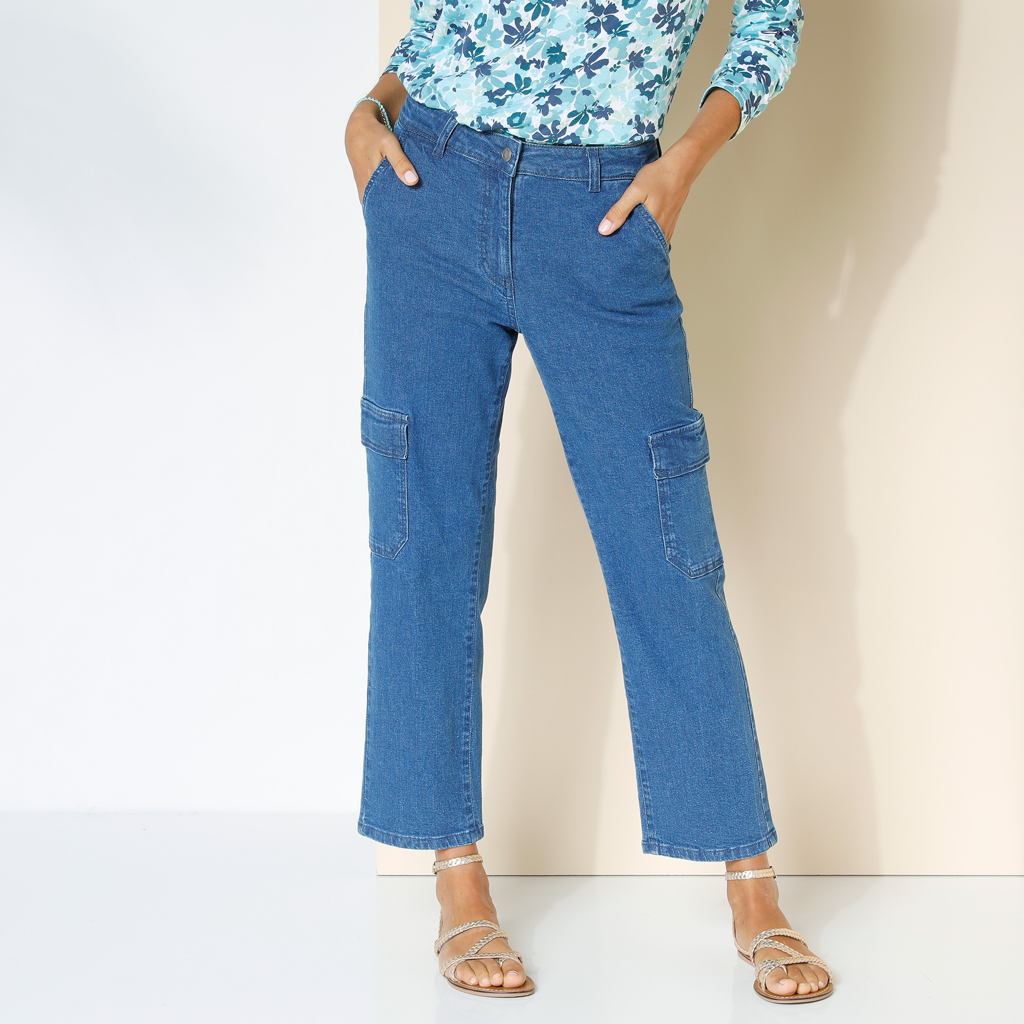 Pantalon Cargo 7/8ème, Jean Stretch - Blancheporte