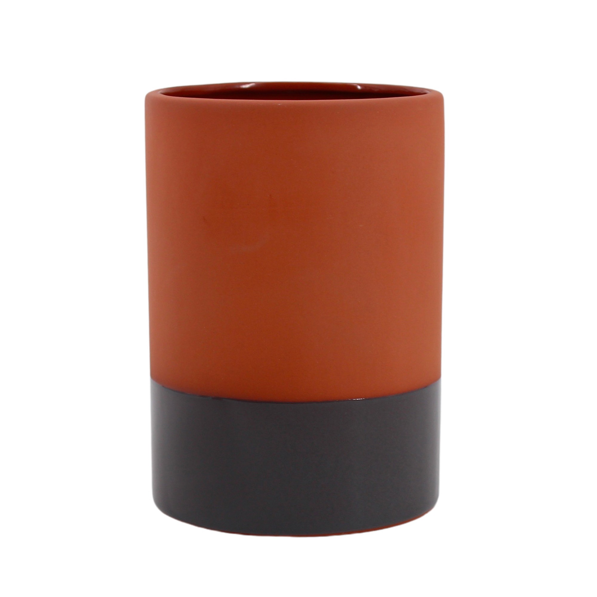 Vase Cylindrique En Céramique, Bicolore - Hauteur 17 Cm - Blancheporte