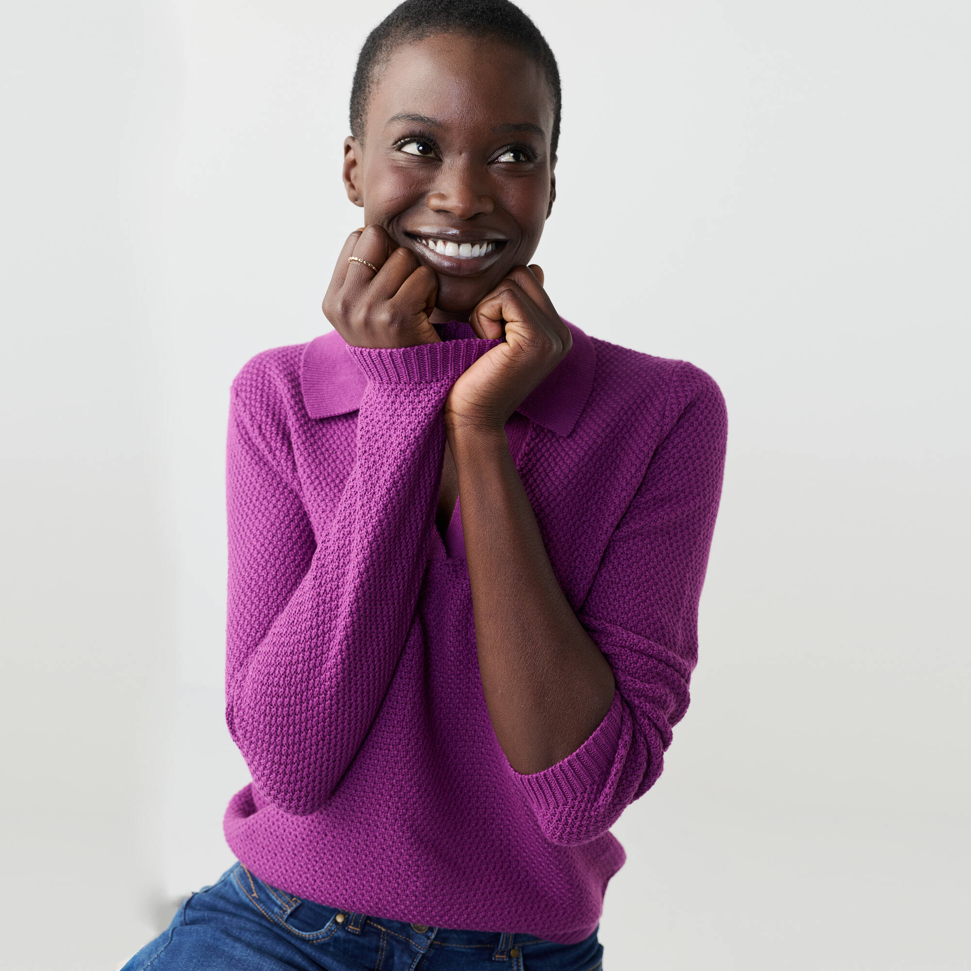 Pull col polo maille fantaisie - Blancheporte 13 €