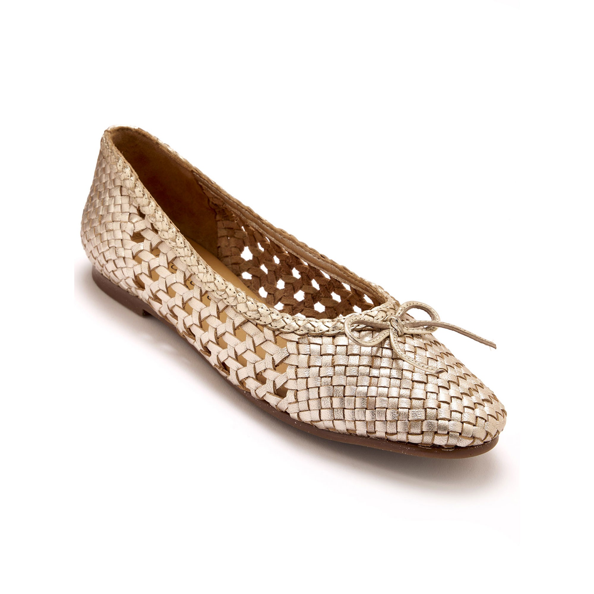 Ballerines plates ajourées en cuir - 40 - Or - Pédiconfort