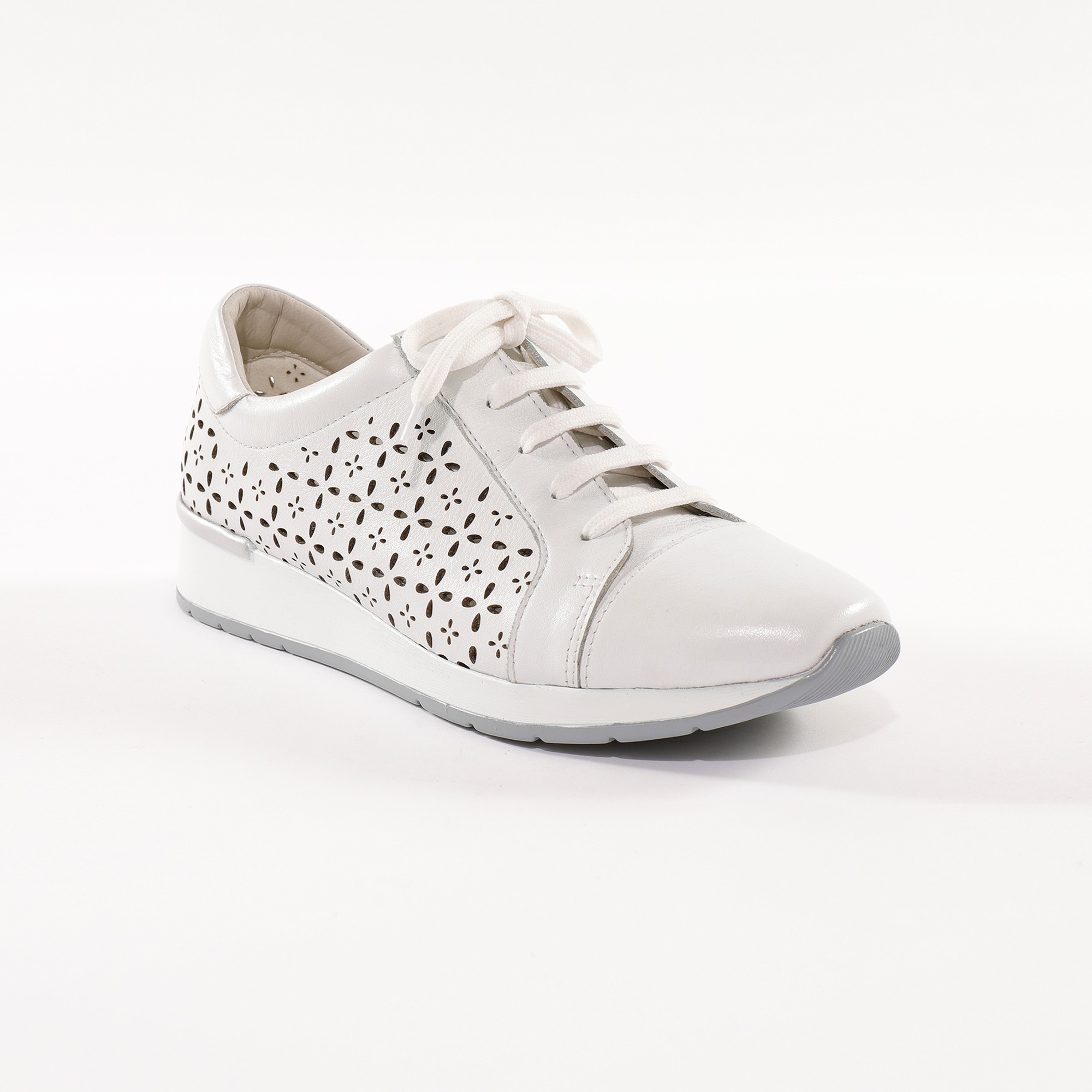 Baskets Confort En Cuir Ajouré - Blancheporte