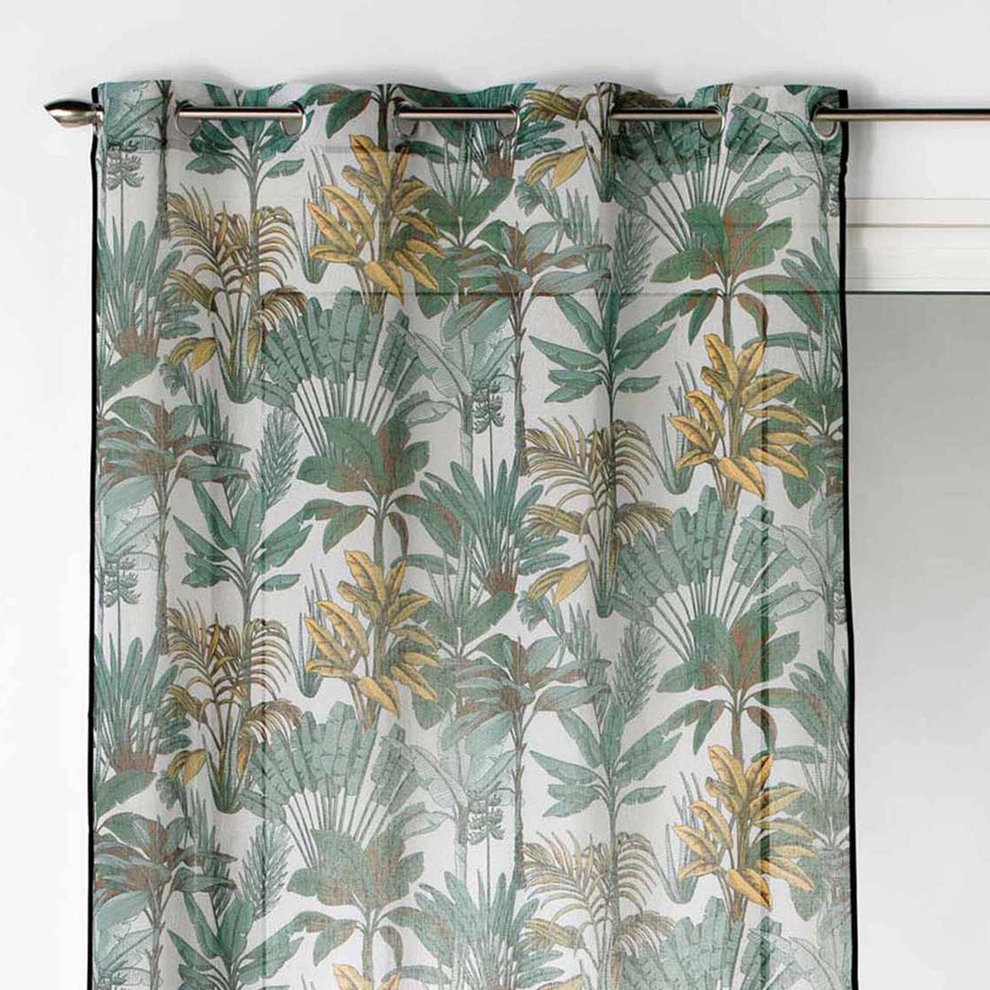 Voilage imprimé feuillage jungle, finition œillets - Blancheporte