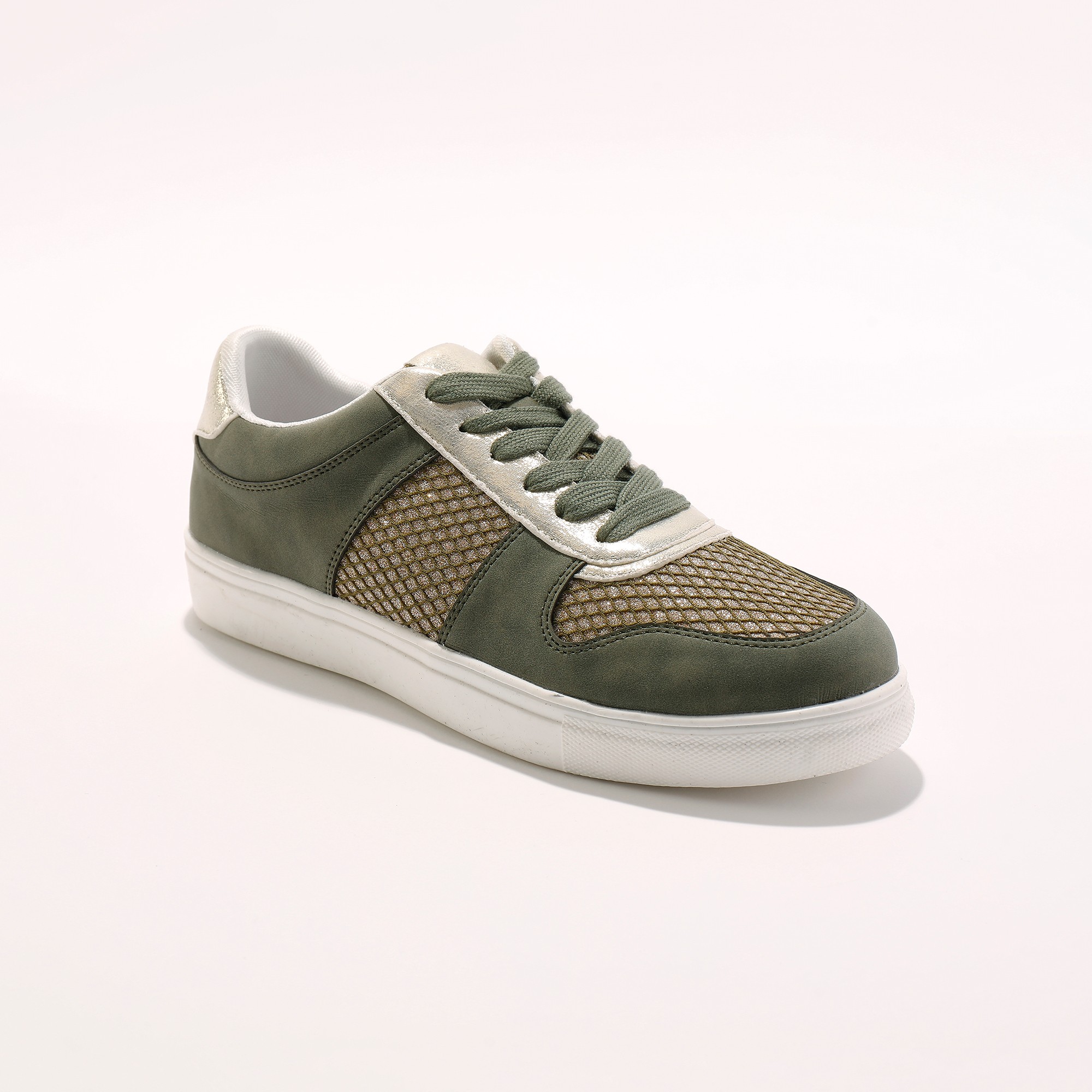 Baskets Platefome À Empiècements Mesh Dorés - Blancheporte