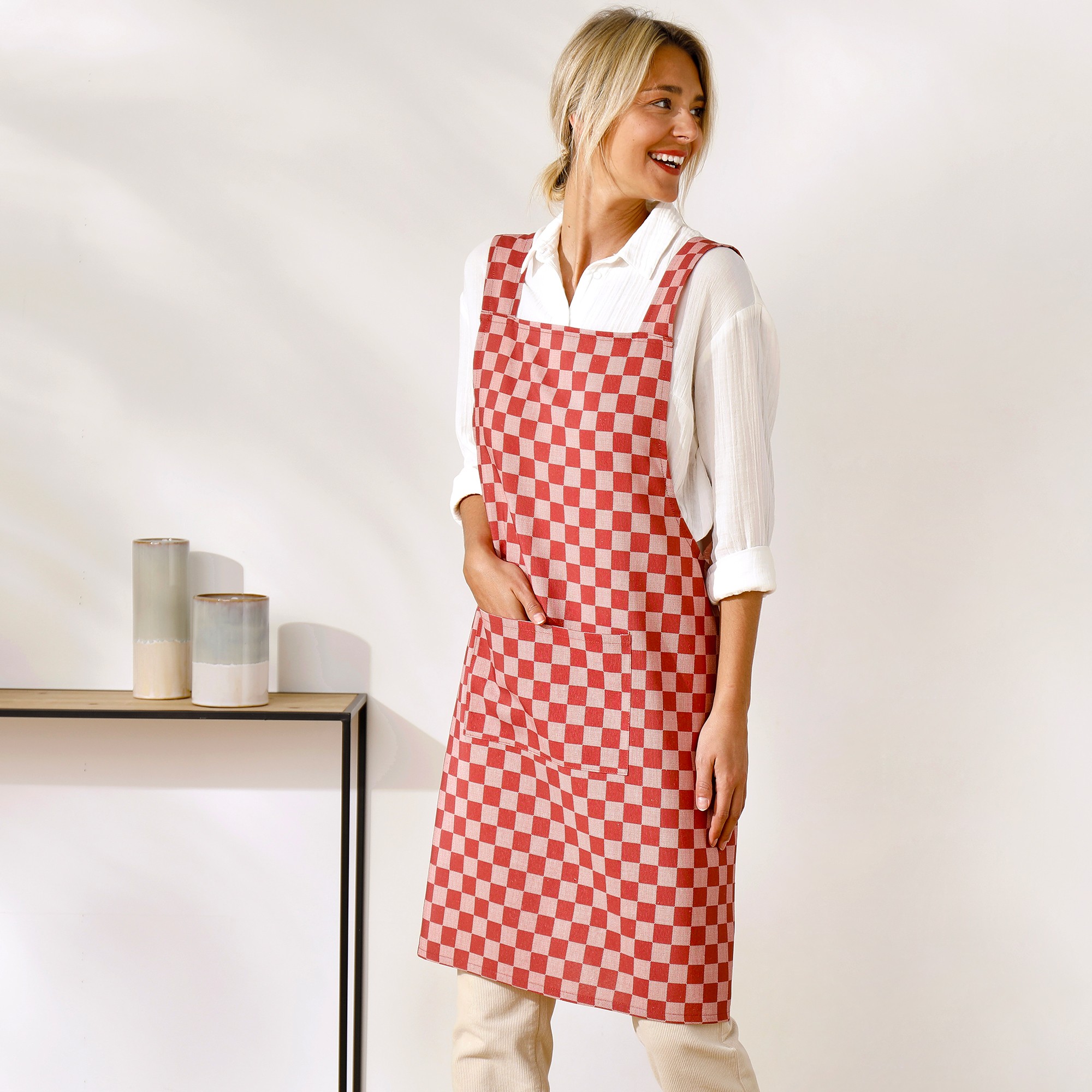 Tablier De Cuisine Carreaux Vichy, Forme Japonaise - Blancheporte