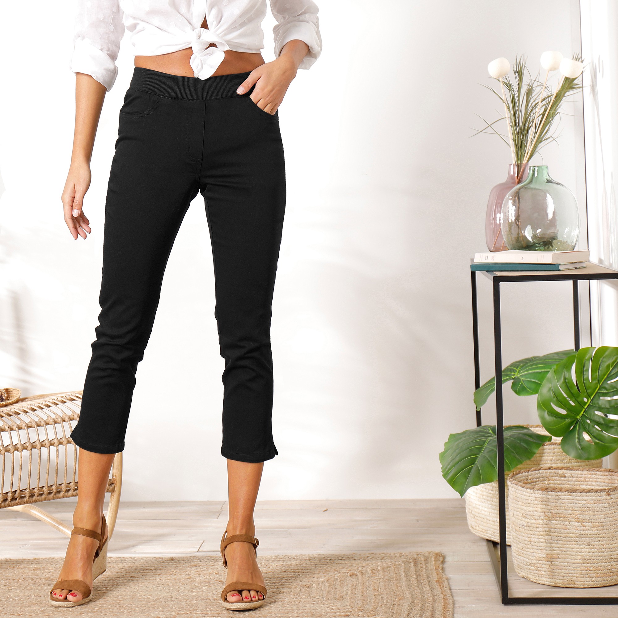 Pantacourt toile femme clearance