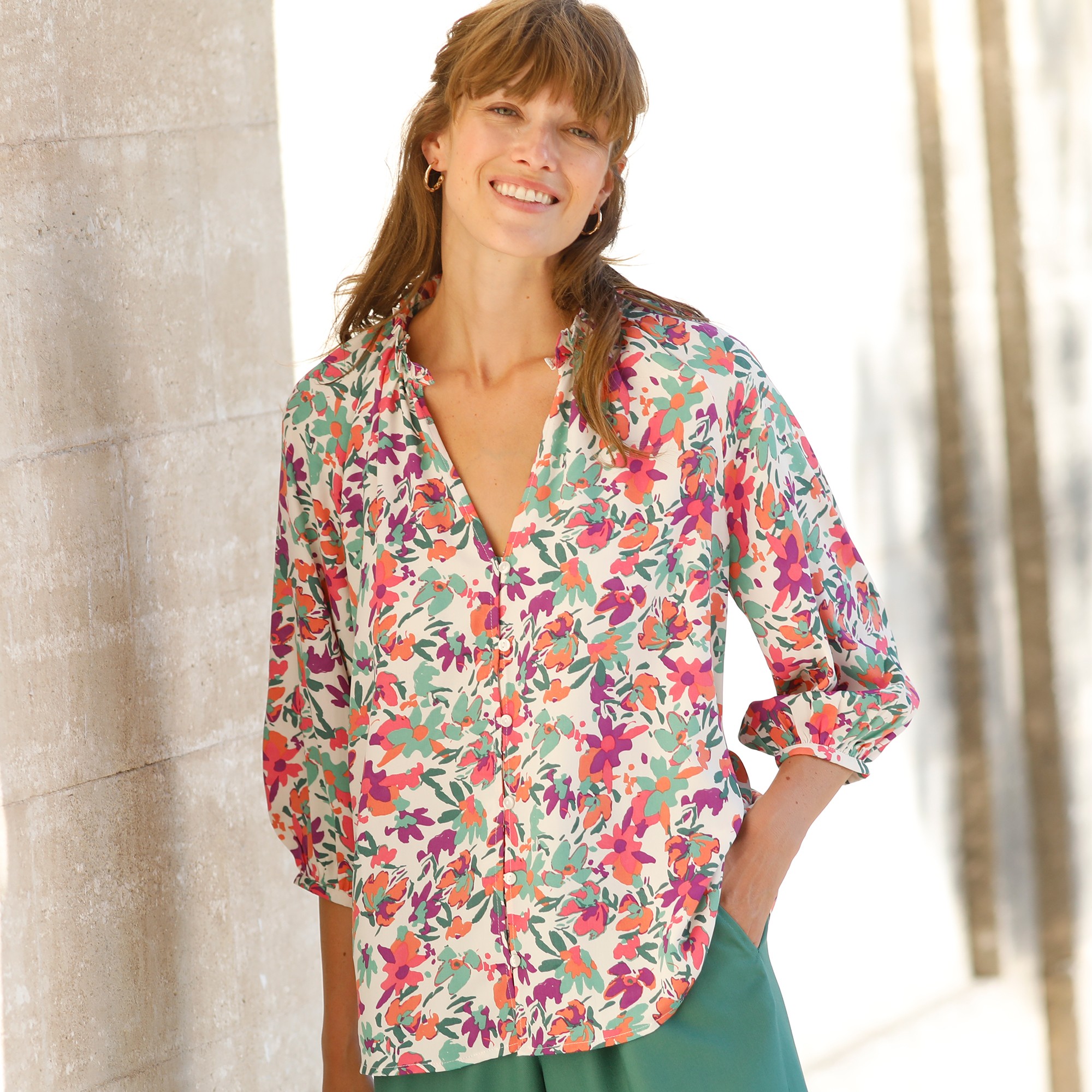 Chemisier Imprimé, Crêpe Polyester Recyclé(**) - Blancheporte