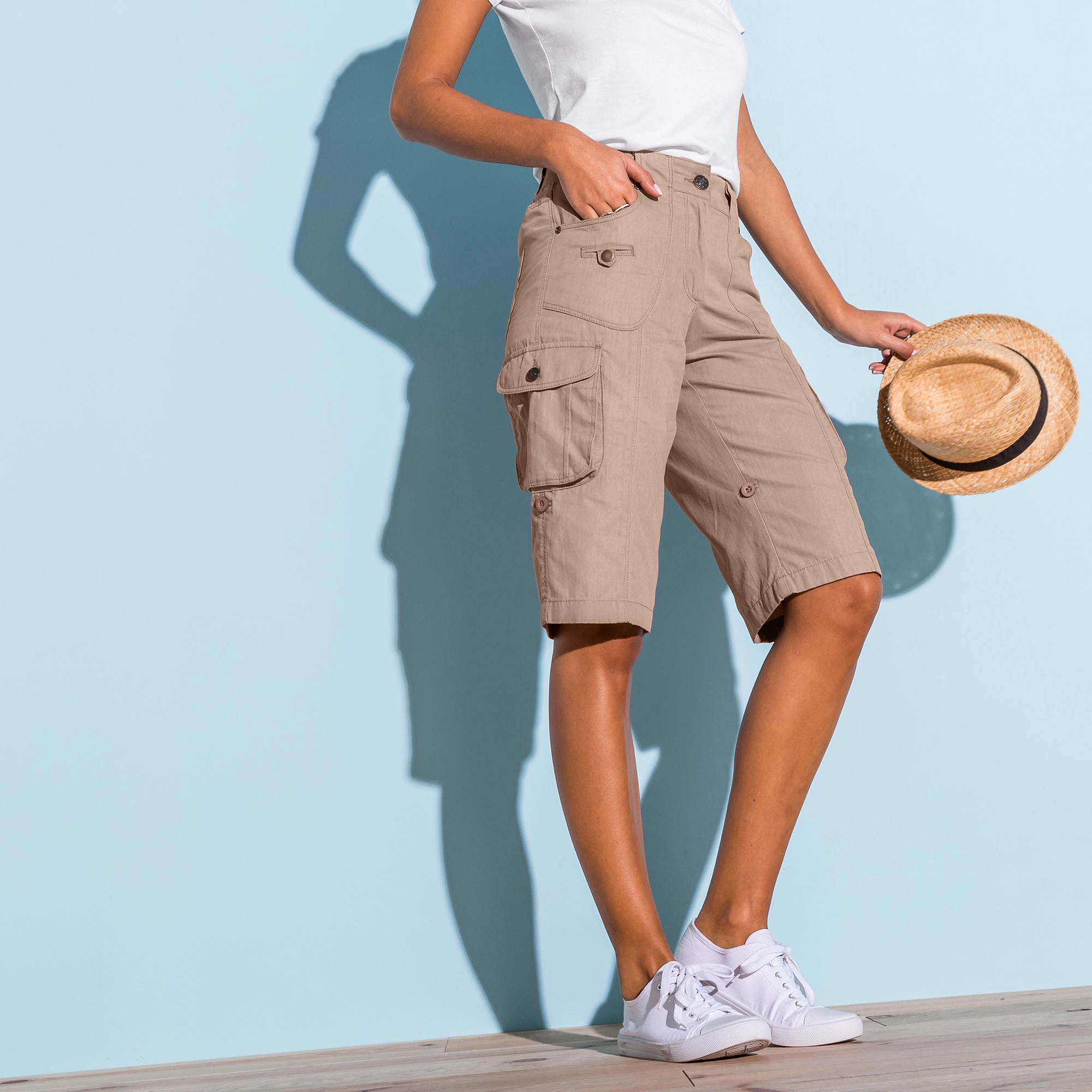 Bermuda battle retroussable taupe clair Blancheporte