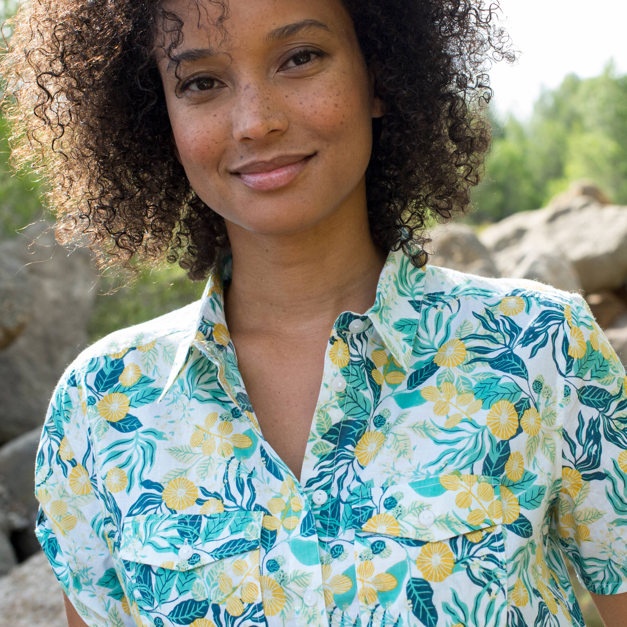 On Vacation - Robe chemise manches courtes pour Femme - Rose