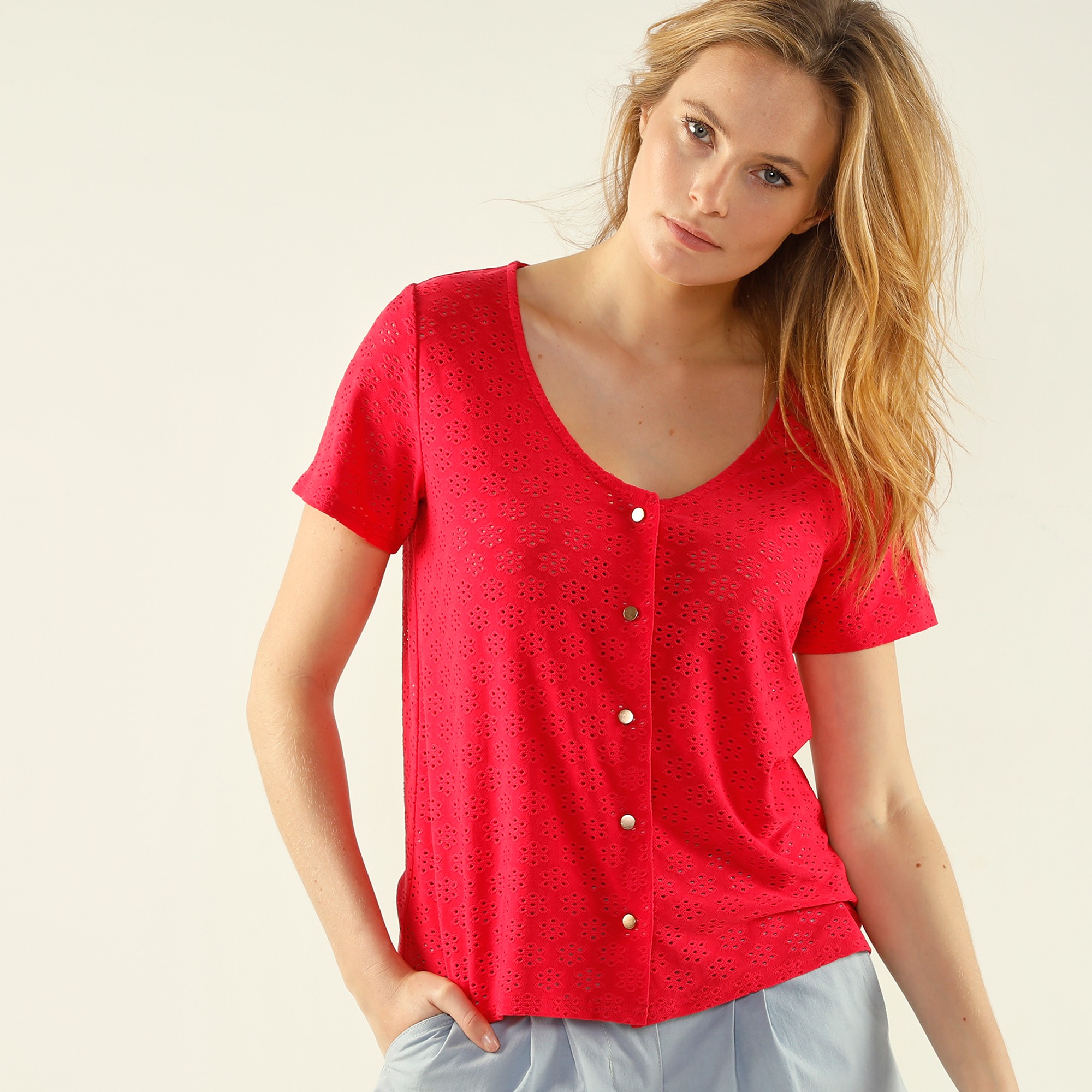 T-shirt Manches Courtes Boutonné - Blancheporte