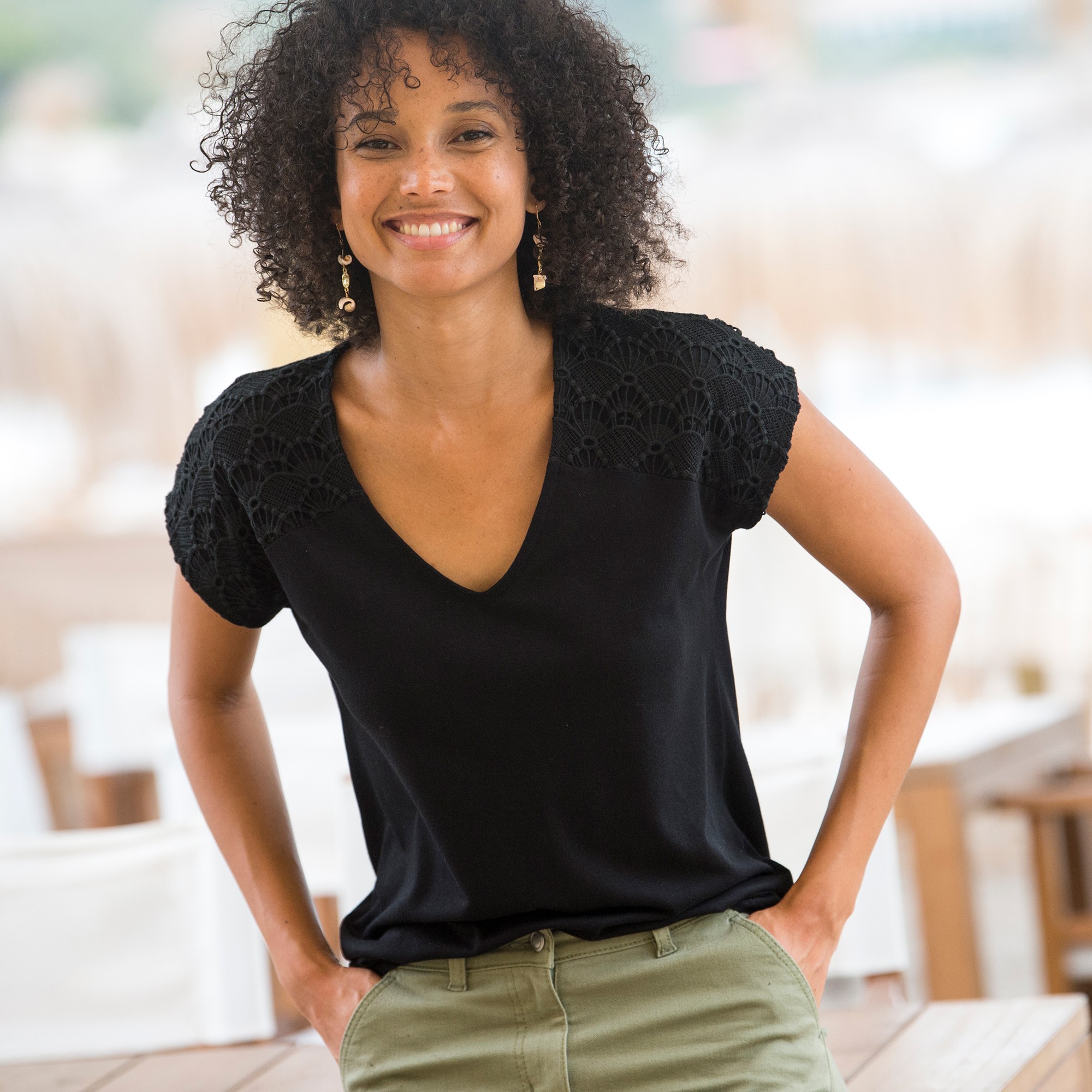 T-shirt Boite Uni Macramé - Blancheporte