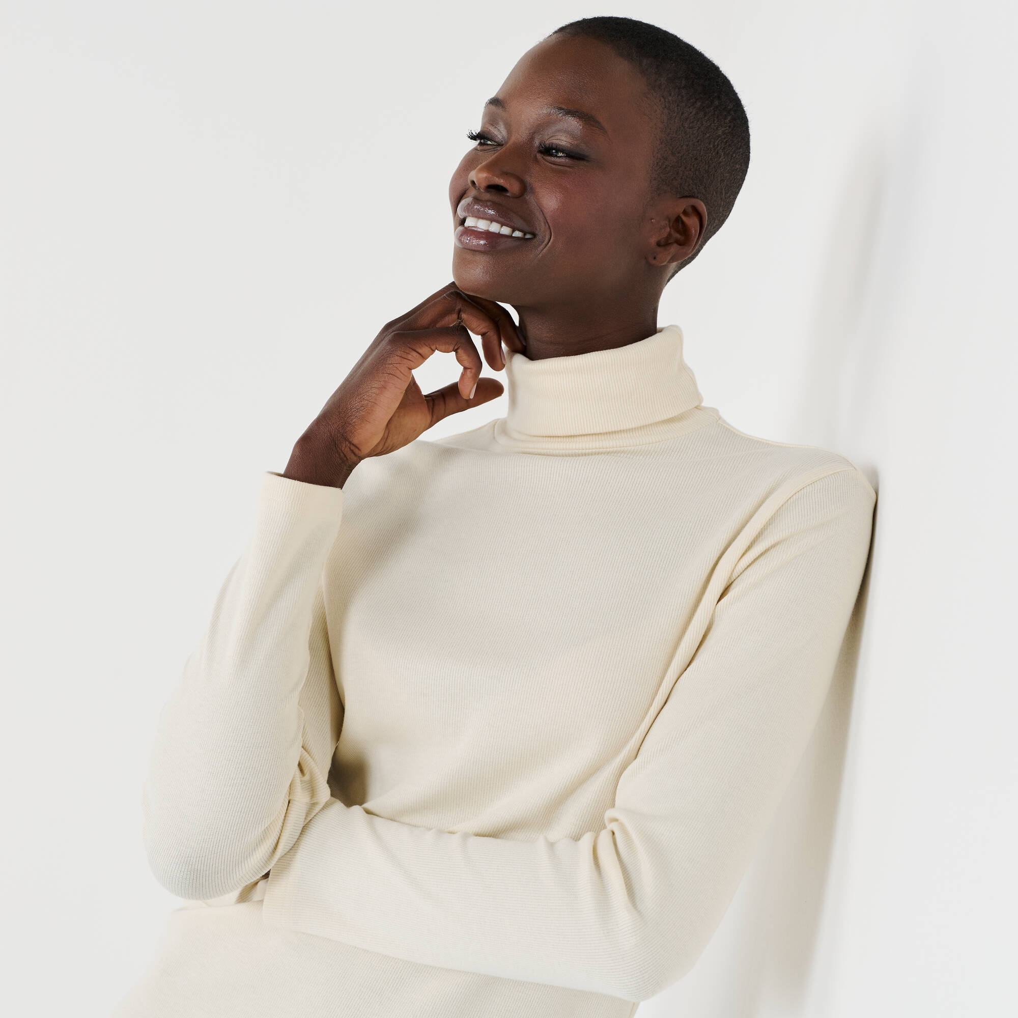 Sous-pull col roul en maille ctele uni - Blancheporte 20 €