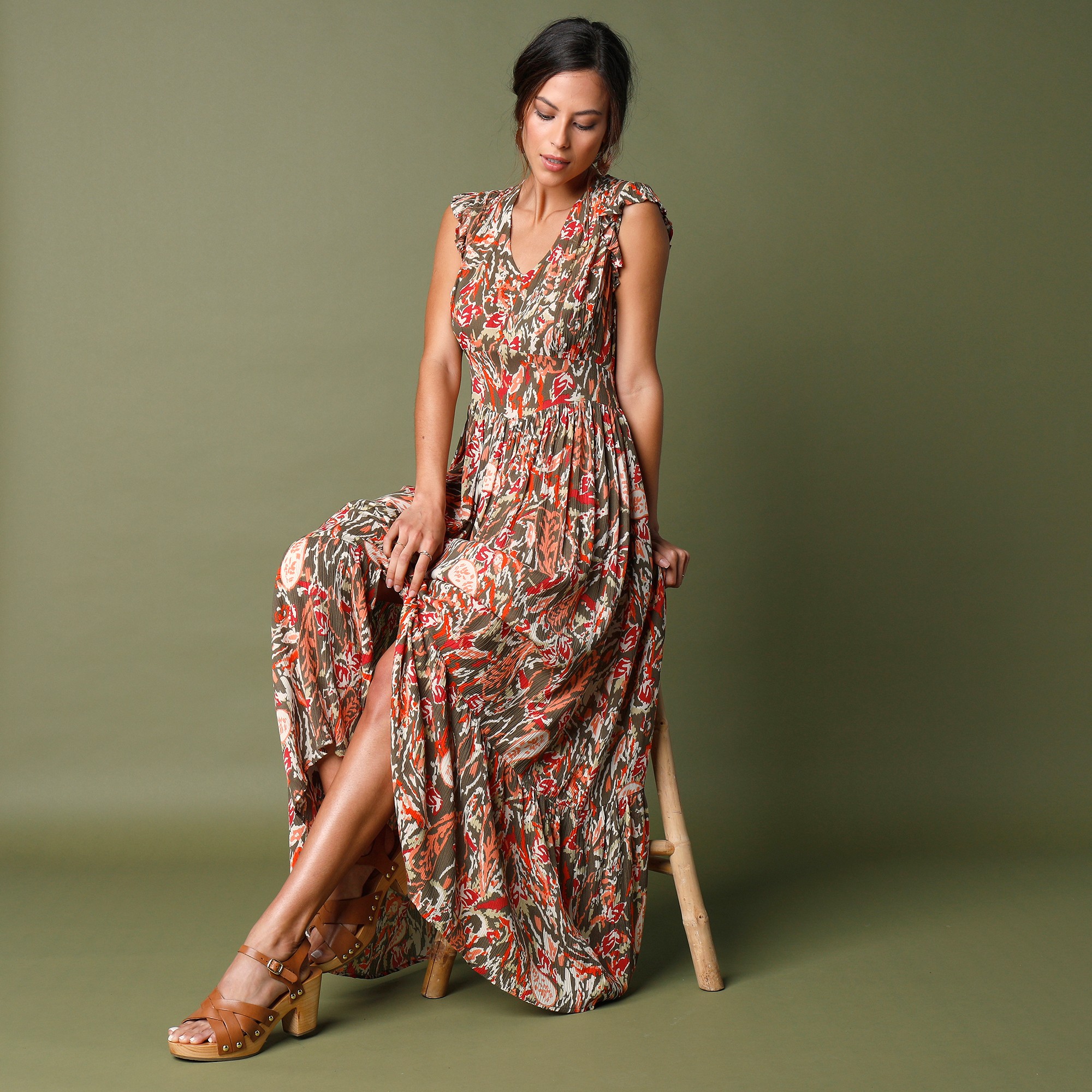 Robe Longue Imprimée Sans Manches - Blancheporte