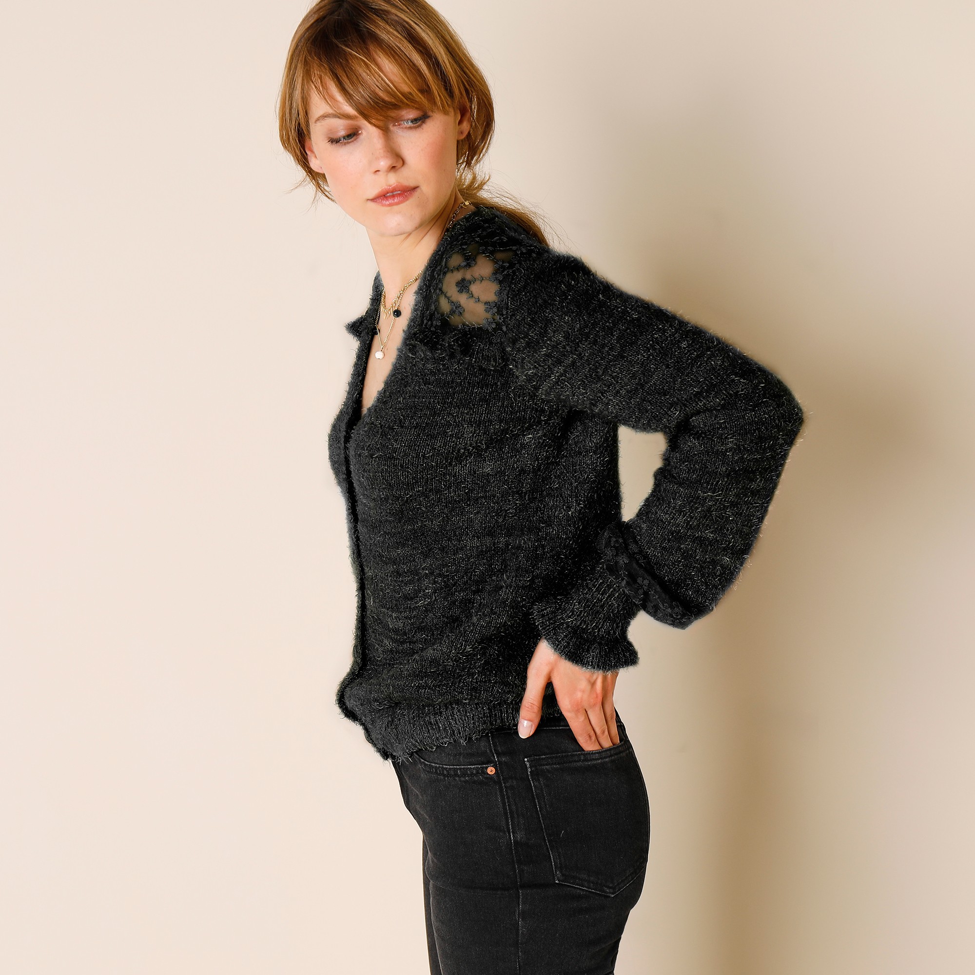 Gilet Tulle Brodé, Maille Douceur - Blancheporte