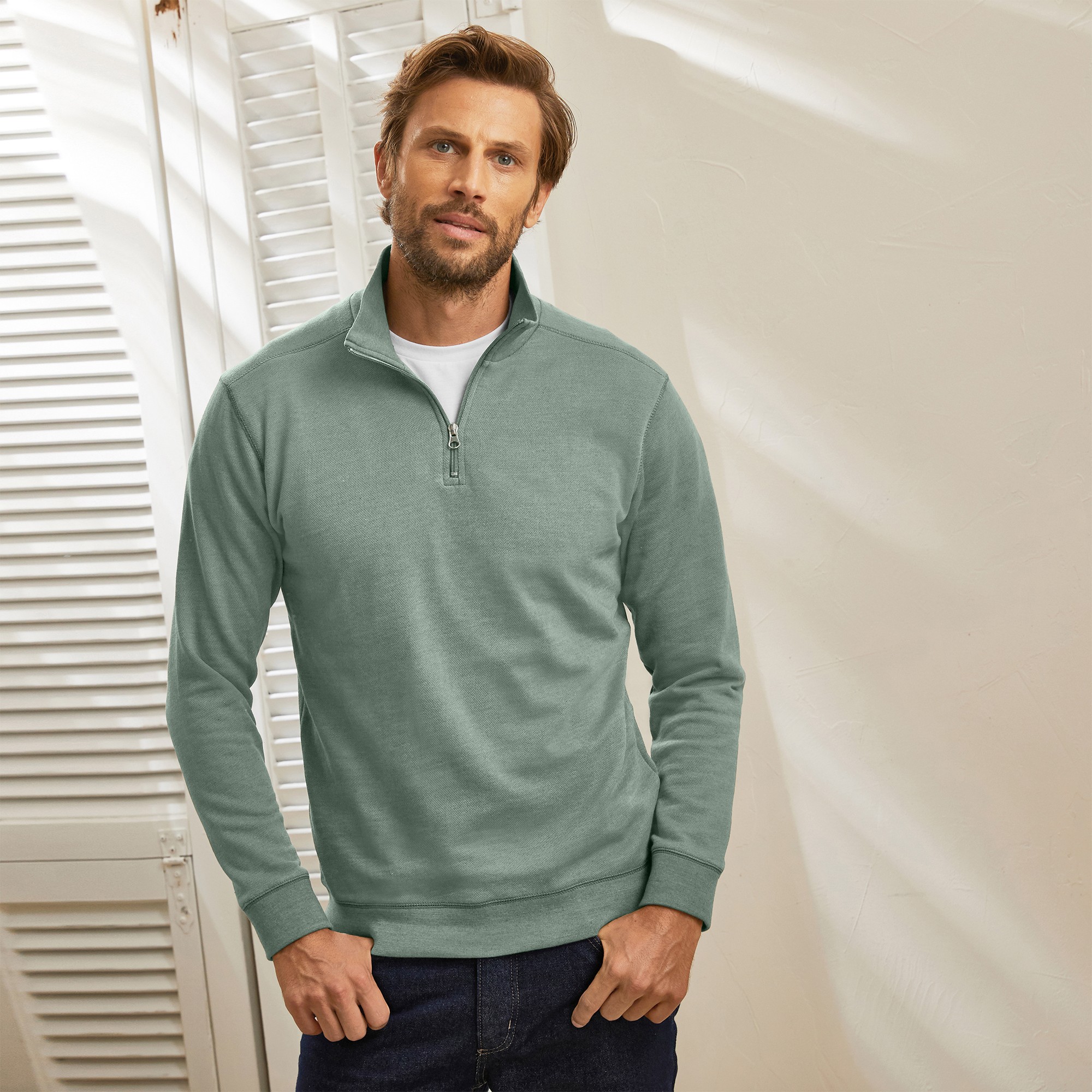 Sweat Molleton Col Camionneur Zippé - Blancheporte