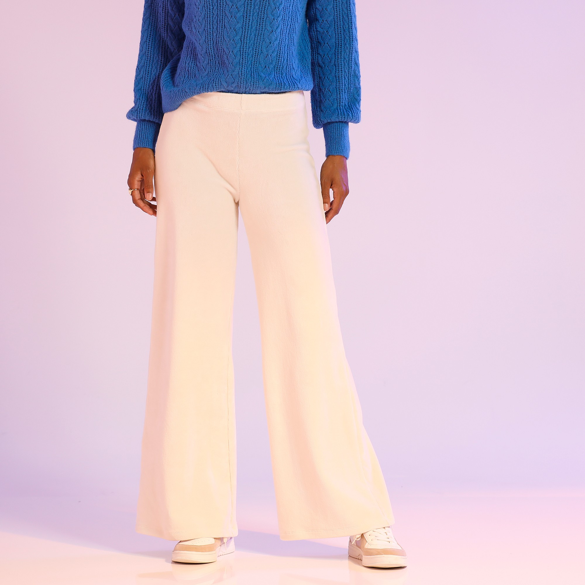 Pantalon Large En Velours Hyper Confort - Blancheporte