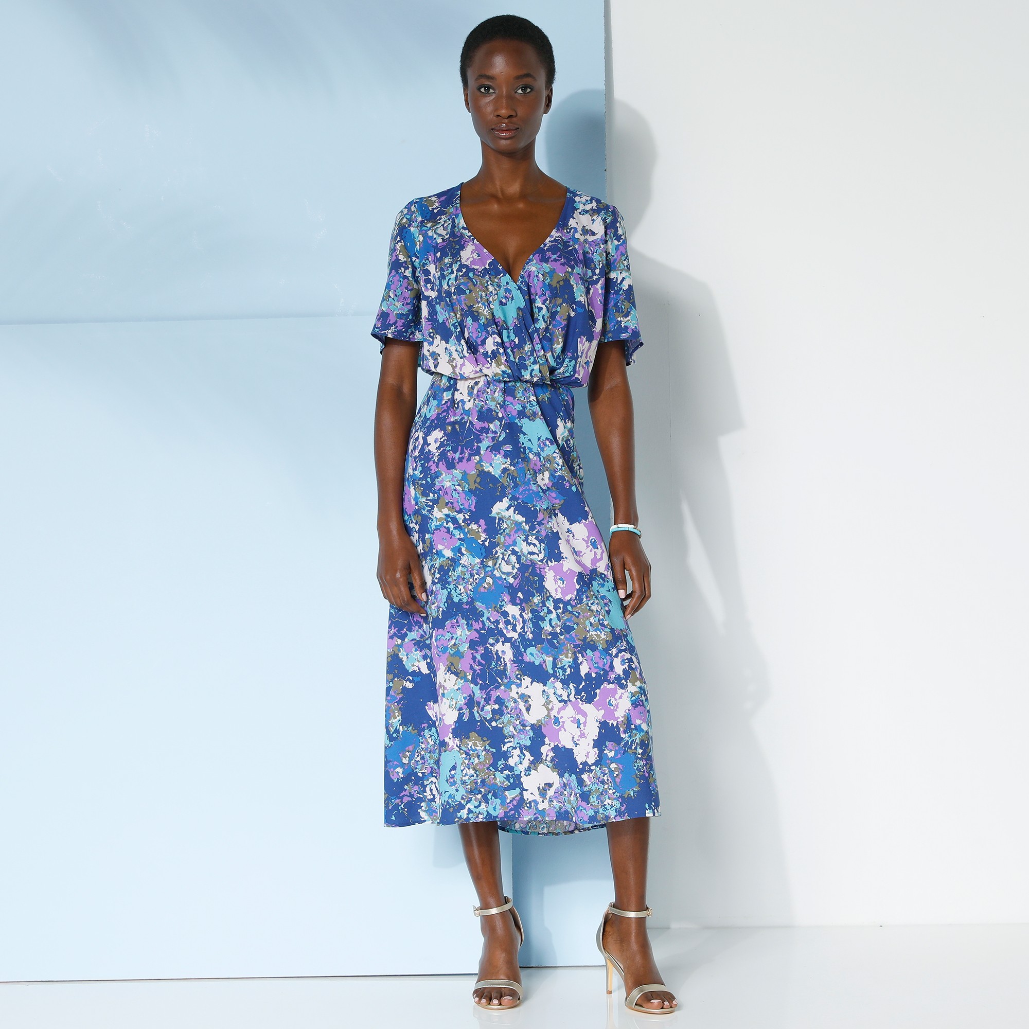 Robe Longue Cache-coeur Imprimée, Spéciale Poitrines Généreuses - Blancheporte