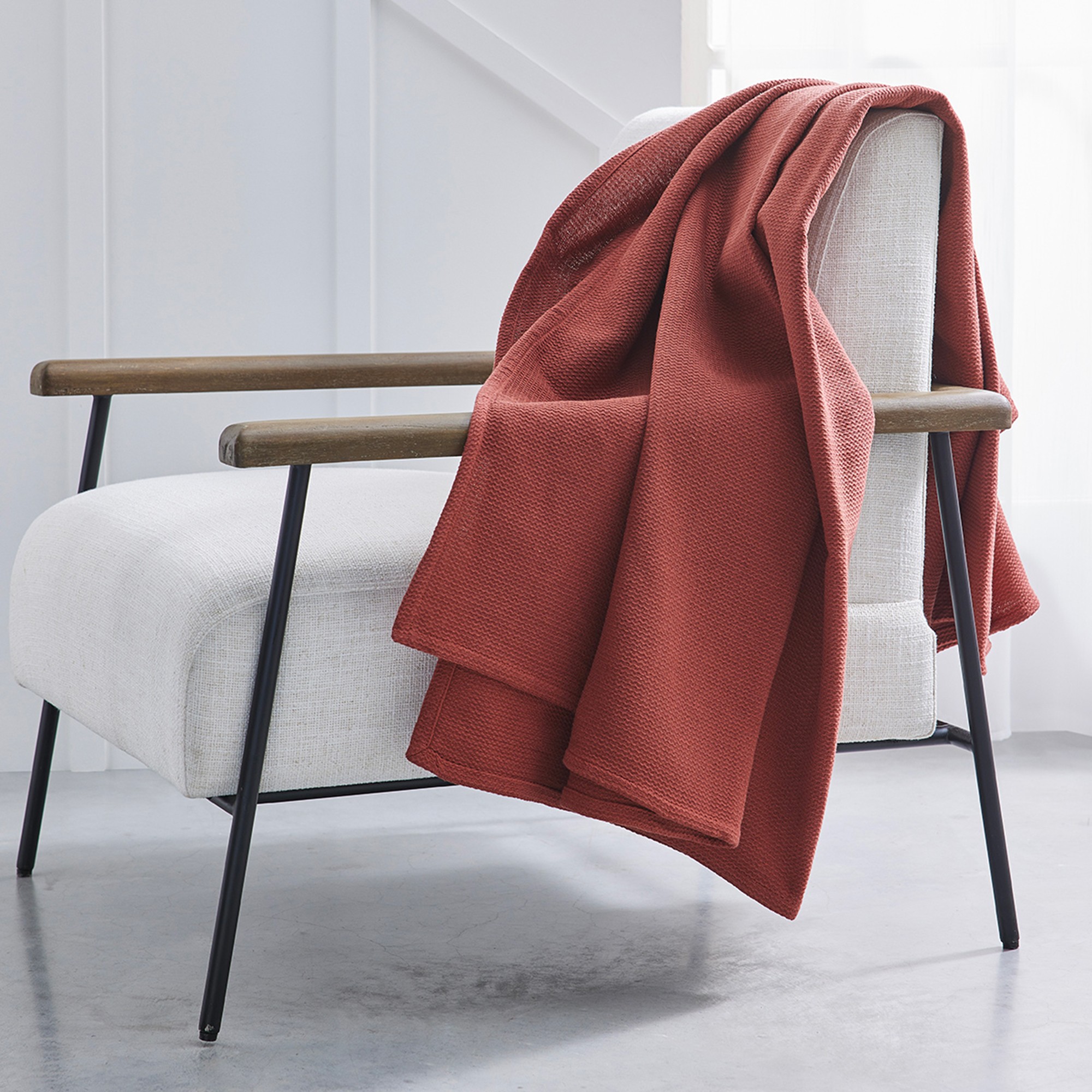 Jeté De Canapé Ou Plaid Uni Nid D’abeille - Coton - Blancheporte