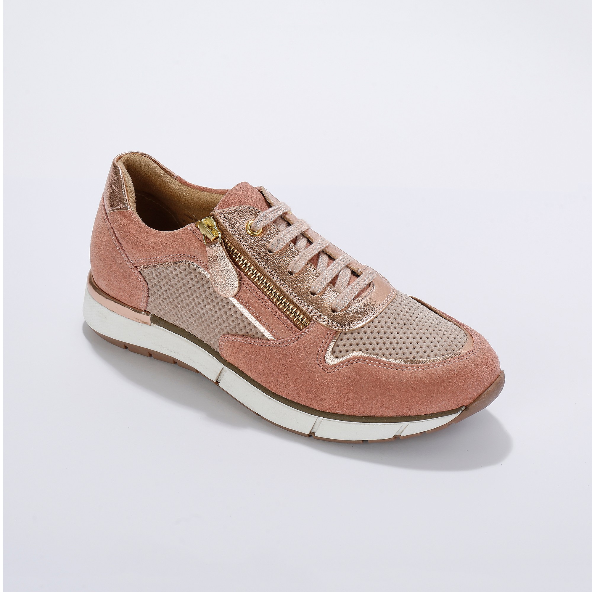 Baskets Zippées Et À Lacets En Cuir - Blancheporte