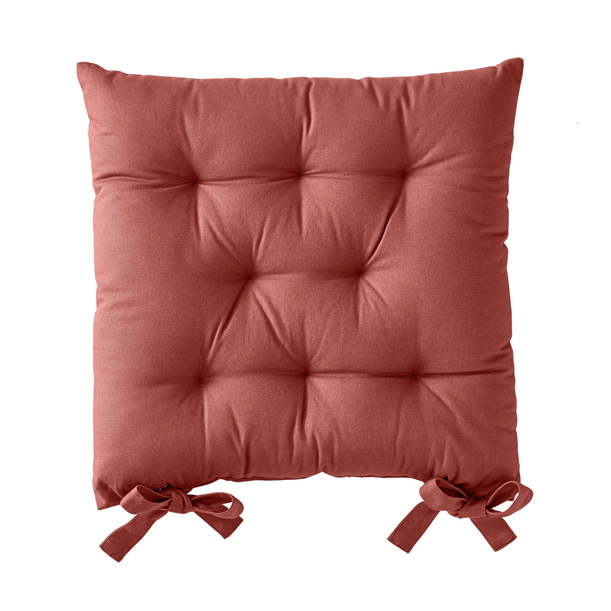 Galette de chaise carrée unie coton bachette - Lot De 2 Galettes De Chaise : 40x40cm - Orange - Colo