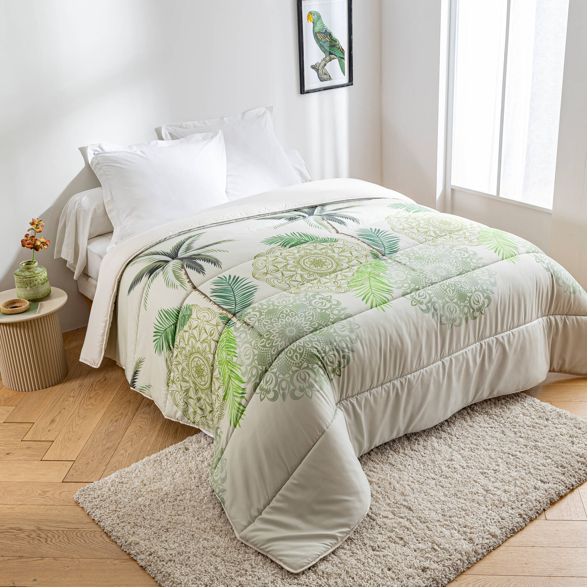 Blancheporte Couette microfibre imprimée feuilles tropicales 200 g/m²