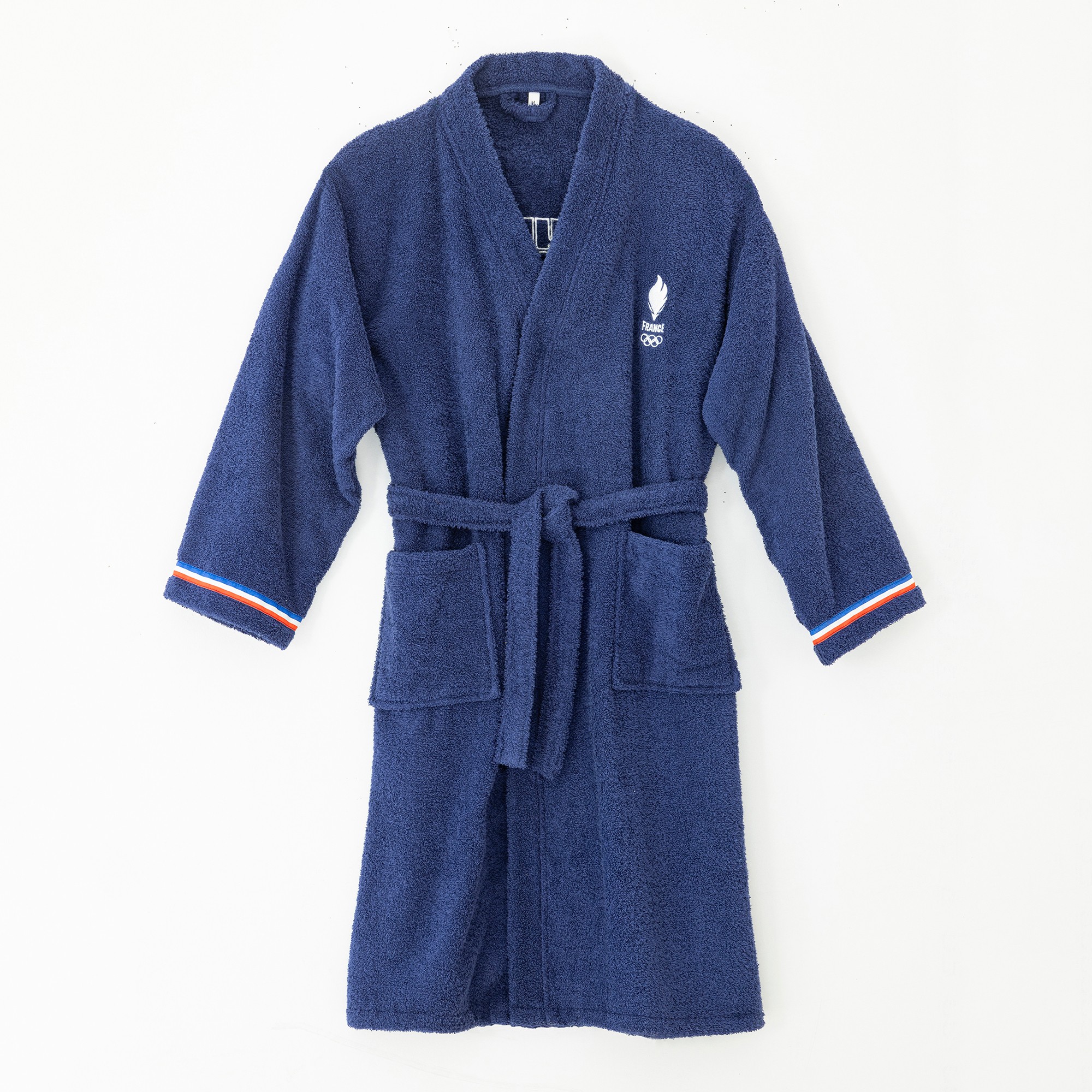 Peignoir de bain adulte Paris 2024® col kimono, éponge bouclette - 44/48 - Bleu - Jo 2024