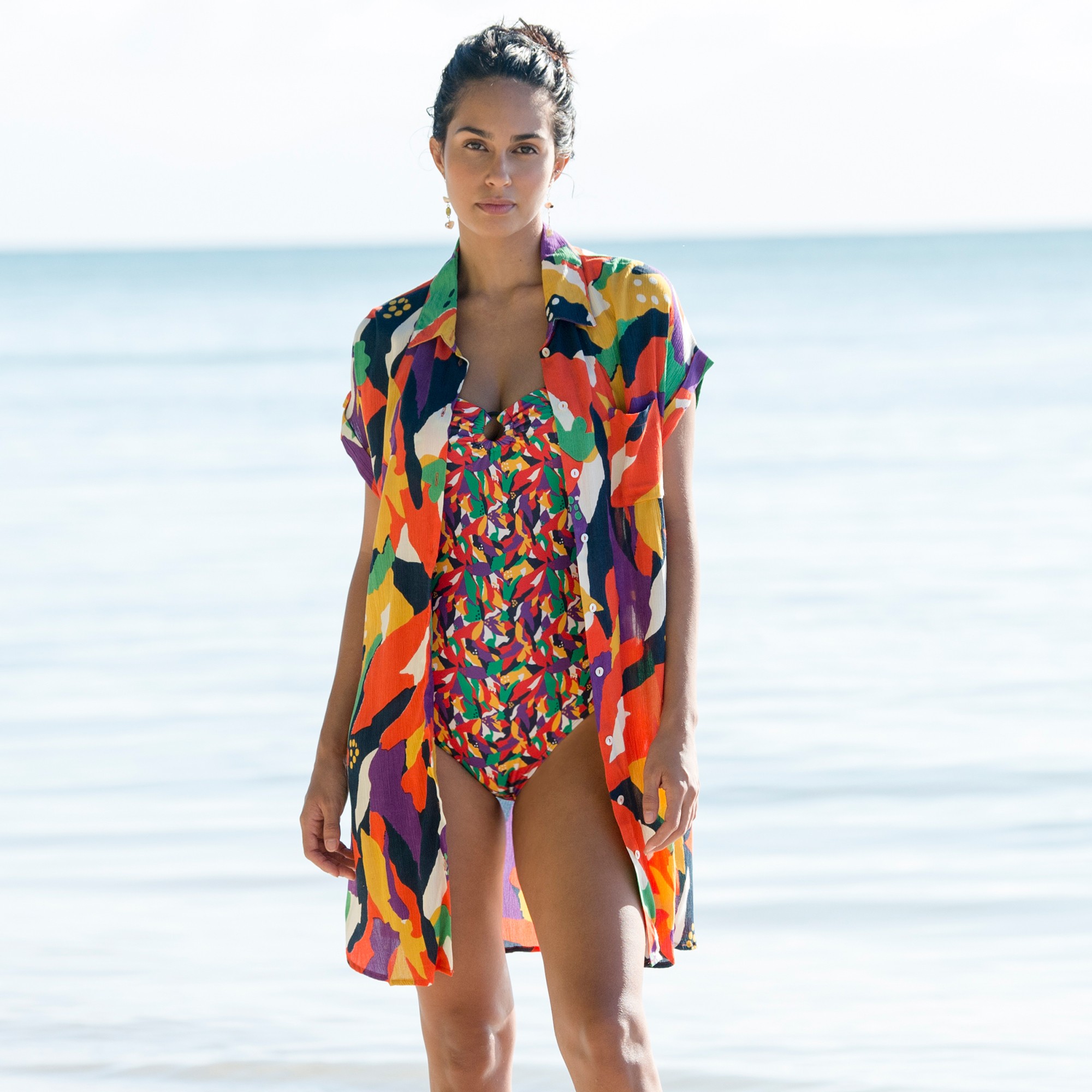 Blanche porte robe de plage outlet