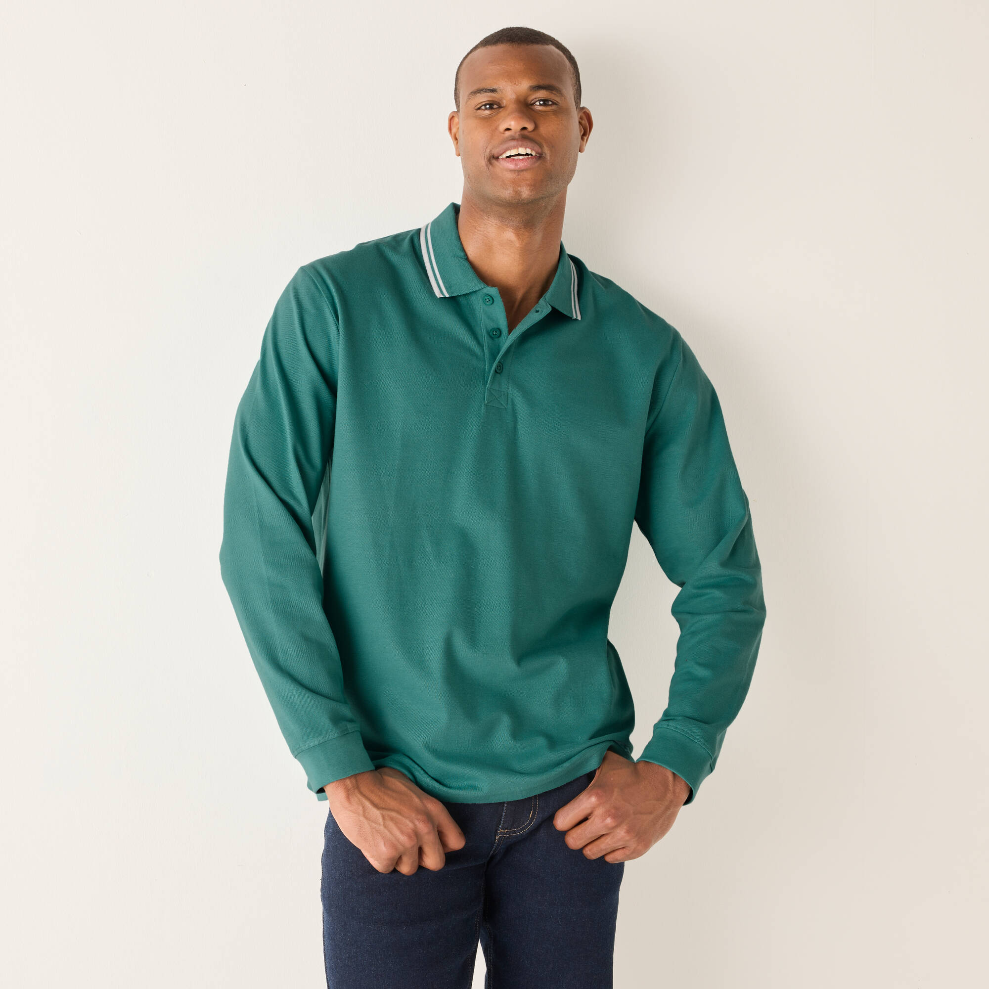 Polo uni maille piquée manches longues - Blancheporte