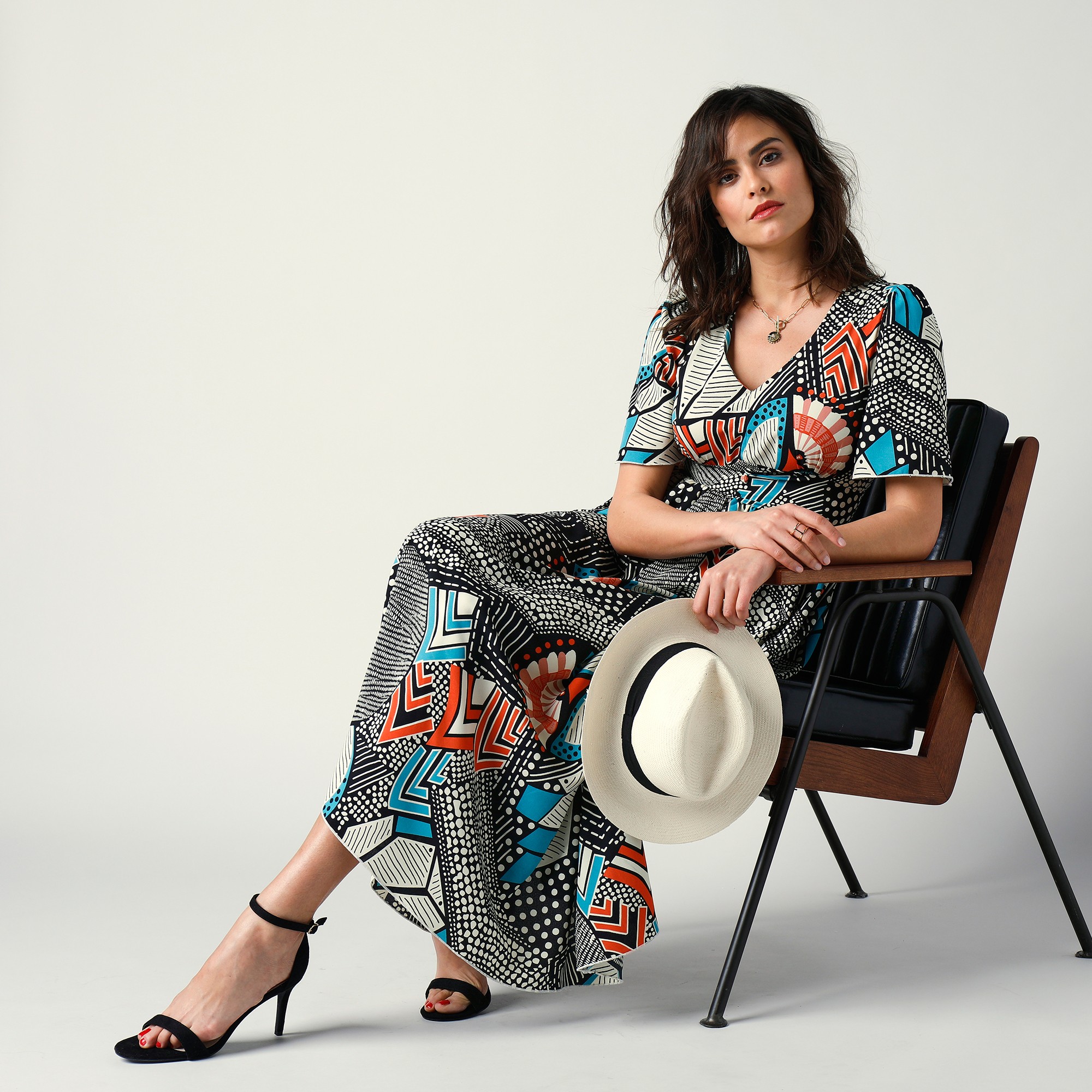 Robe Longue Imprimé Graphique Xxl, Crêpe Fluide - Blancheporte