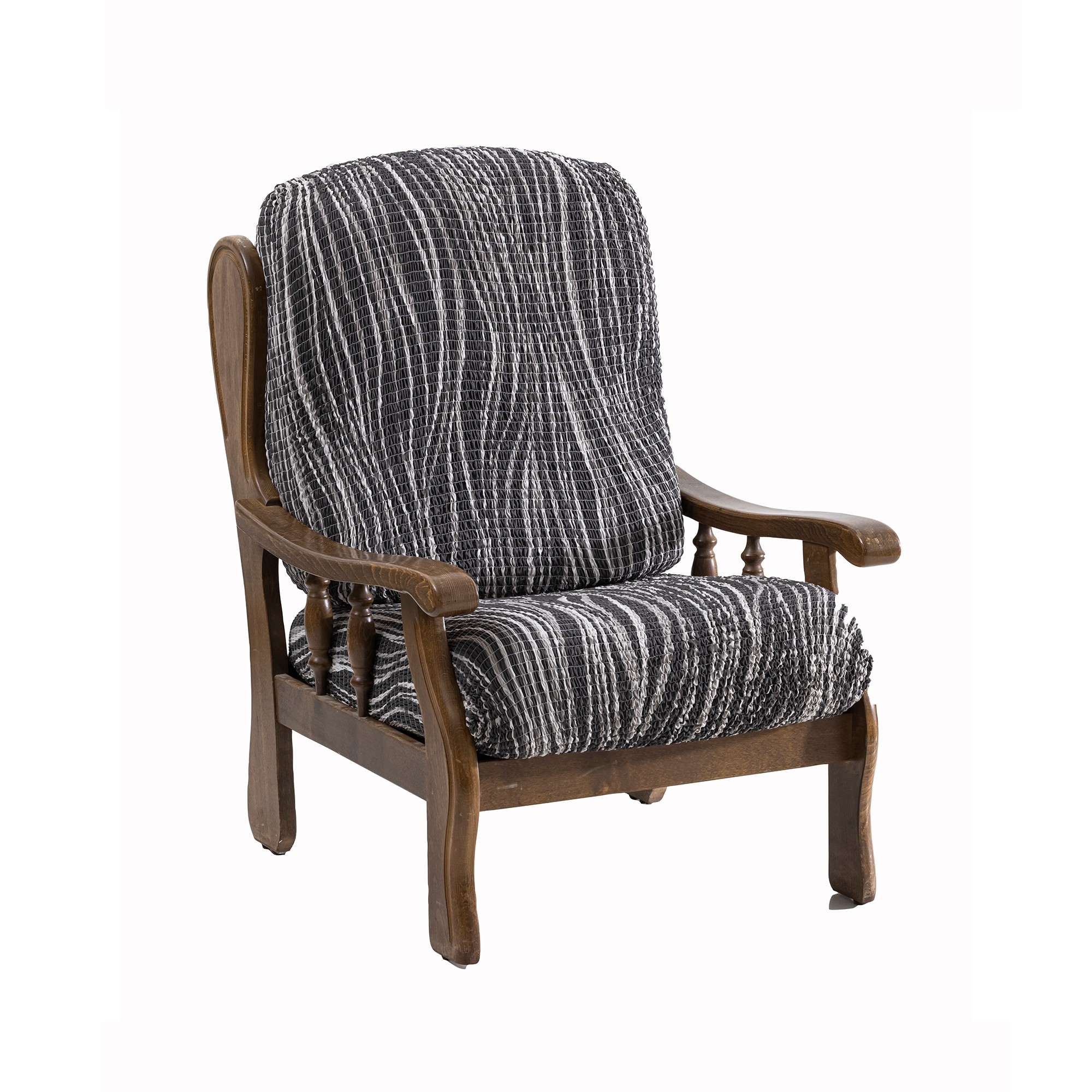 Housse Microfibre Bi-extensible Imprimé Vagues Spéciale Fauteuil Rustique - Blancheporte