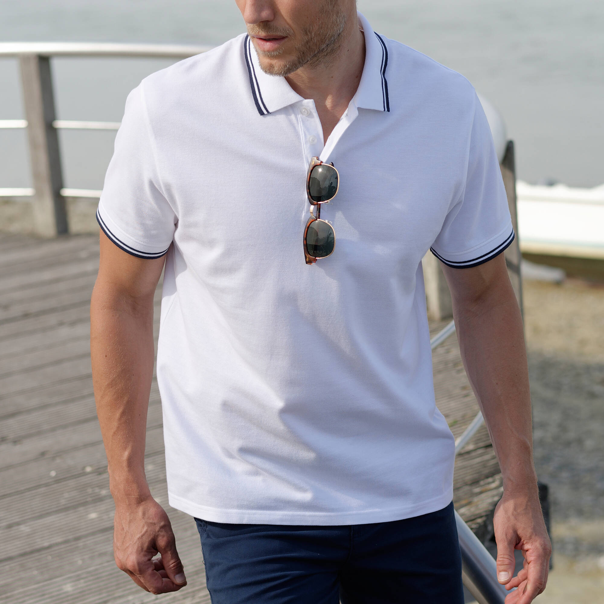 Polo uni maille piquée manches courtes - Blancheporte