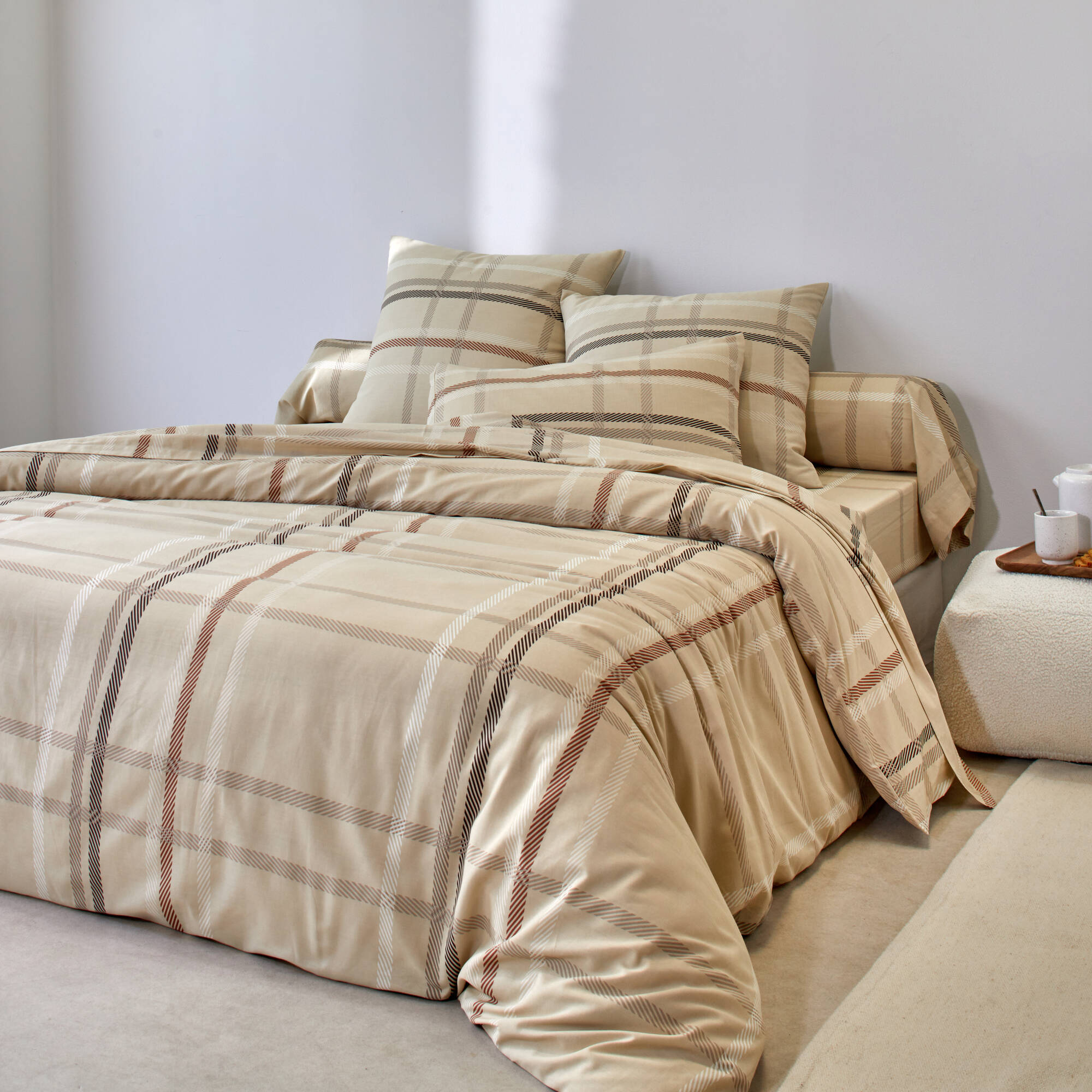 Linge de lit Karl imprimé écossais, en flanelle  - Blancheporte