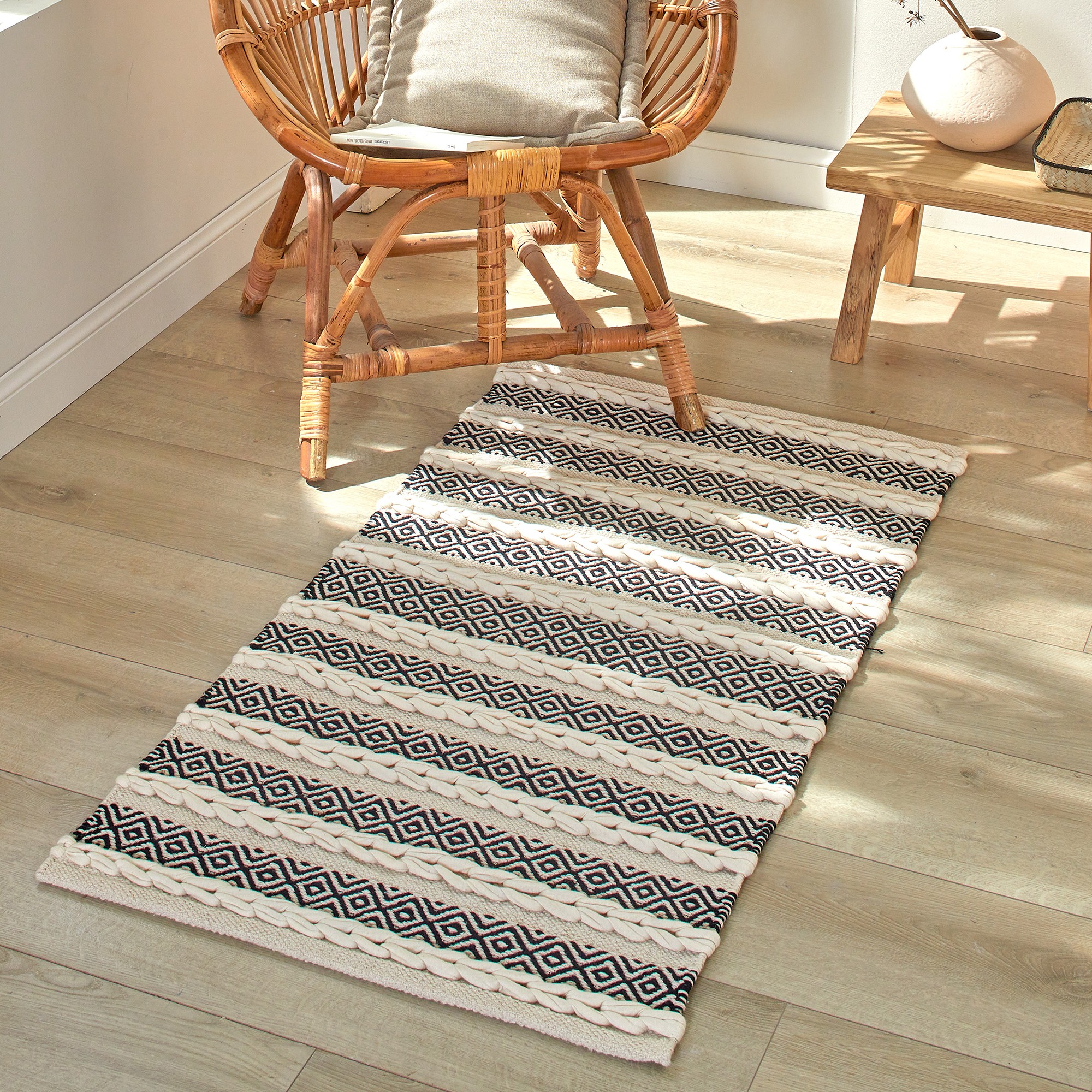 Tapis Tressé Ethnique Pur Coton - Blancheporte