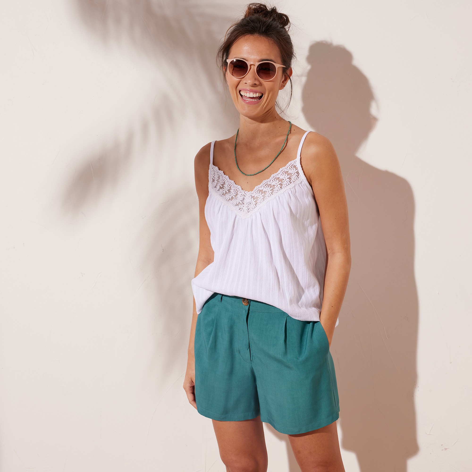 Top Macramé Col V, Bretelles Réglables - Blancheporte