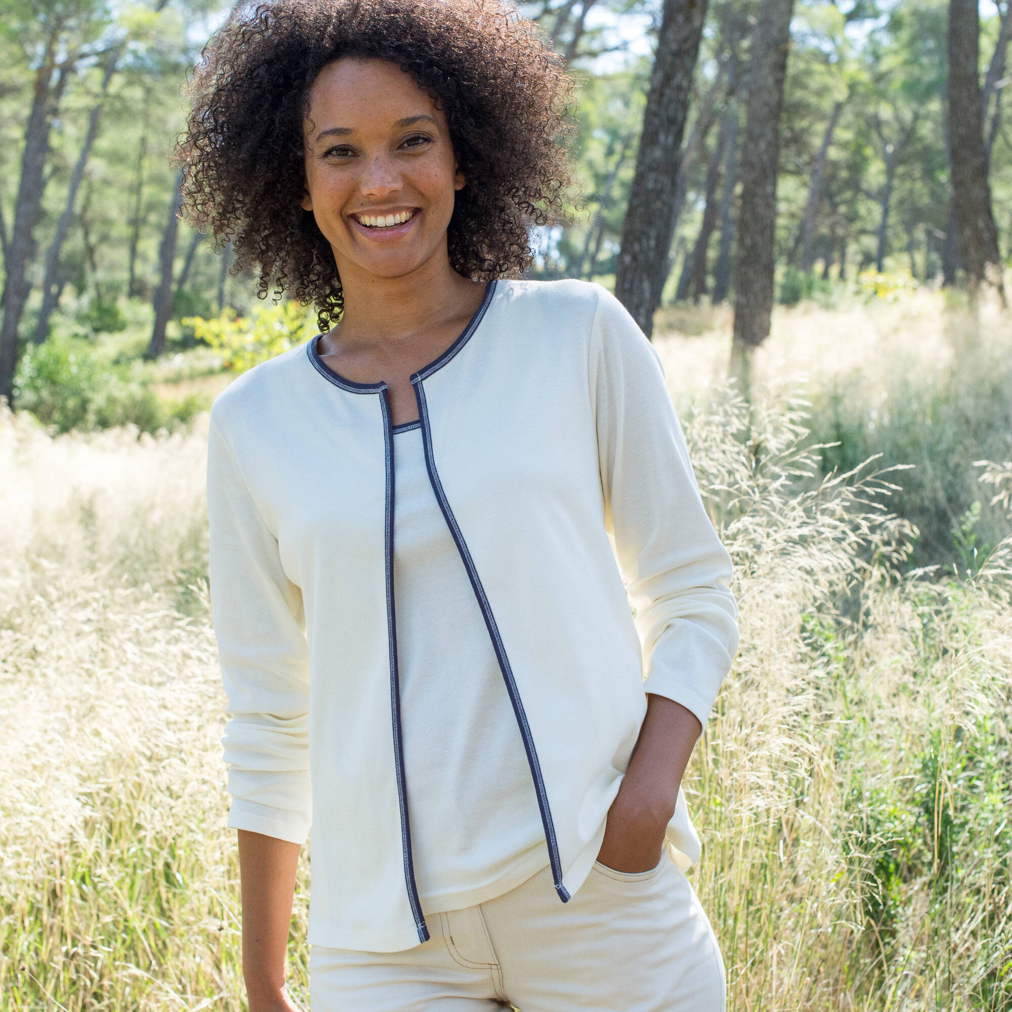 Gilet bicolore sans boutons - Blancheporte