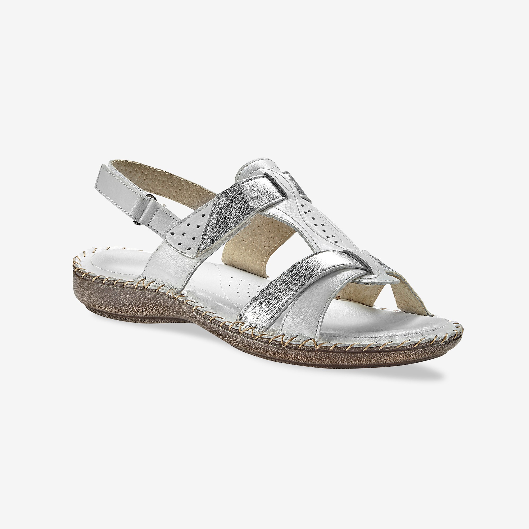 Sandales Bicolores En Cuir Extra Souple - Blancheporte