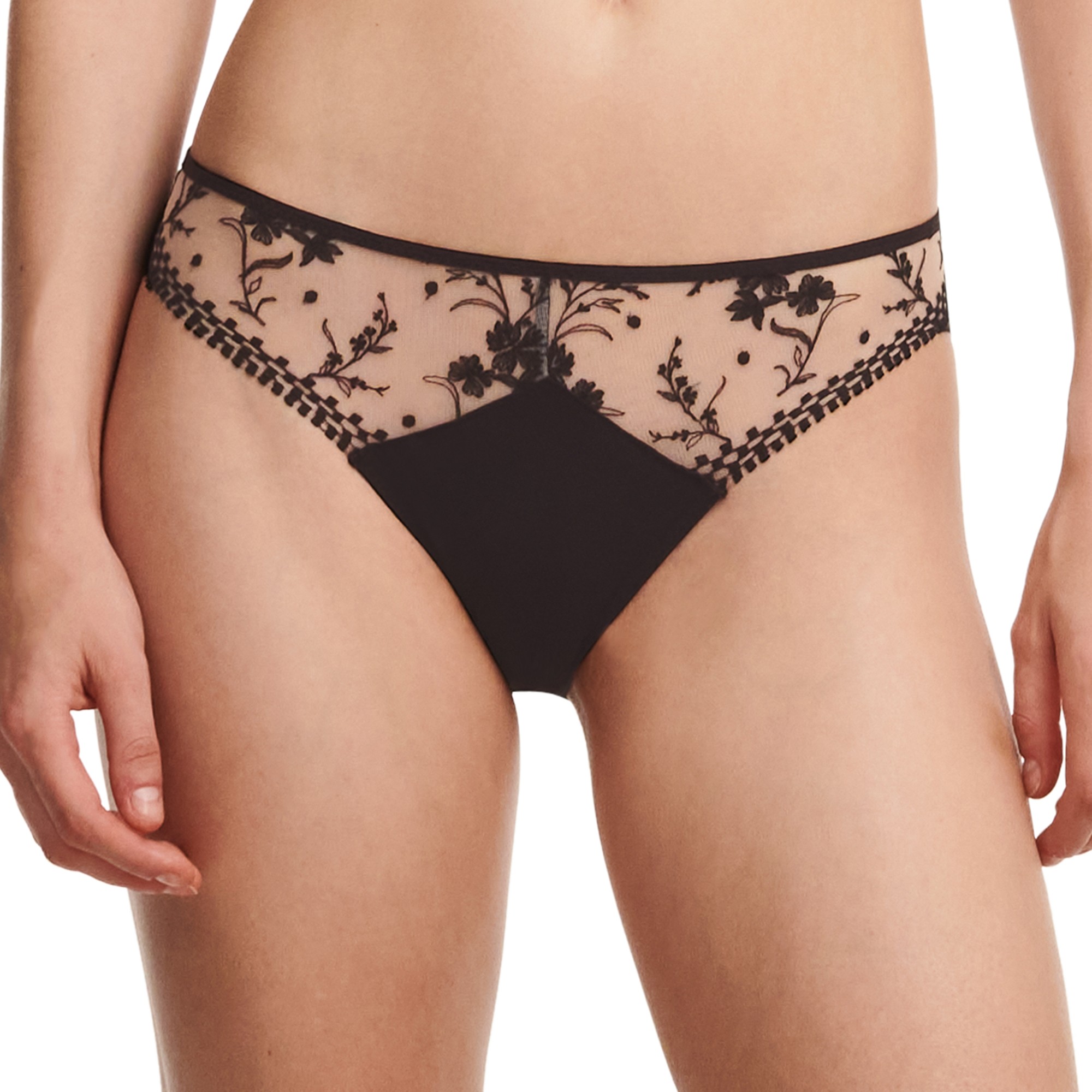 Slip Suzy tulle brodé - 46 - Noir - Chantelle
