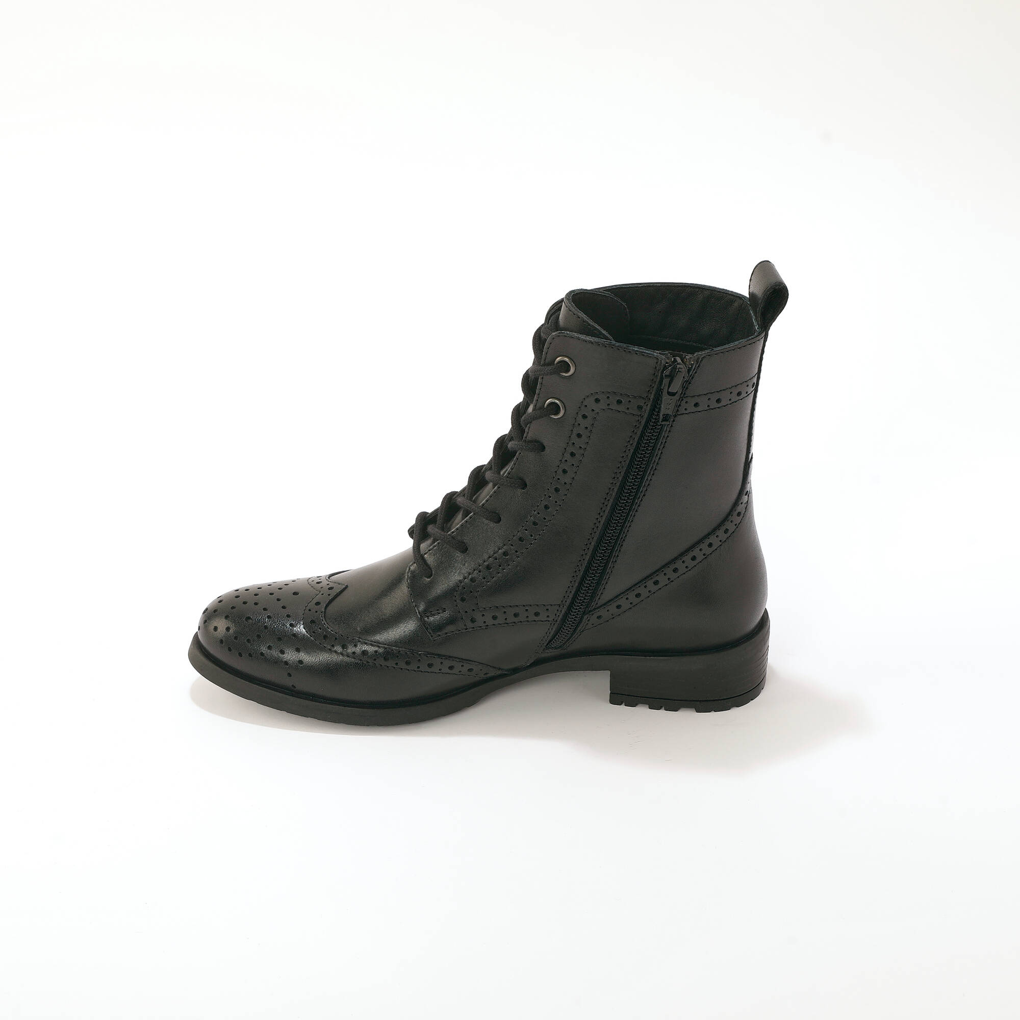 Bottines montantes doubles lacets en cuir fleuri - Blancheporte 90 €