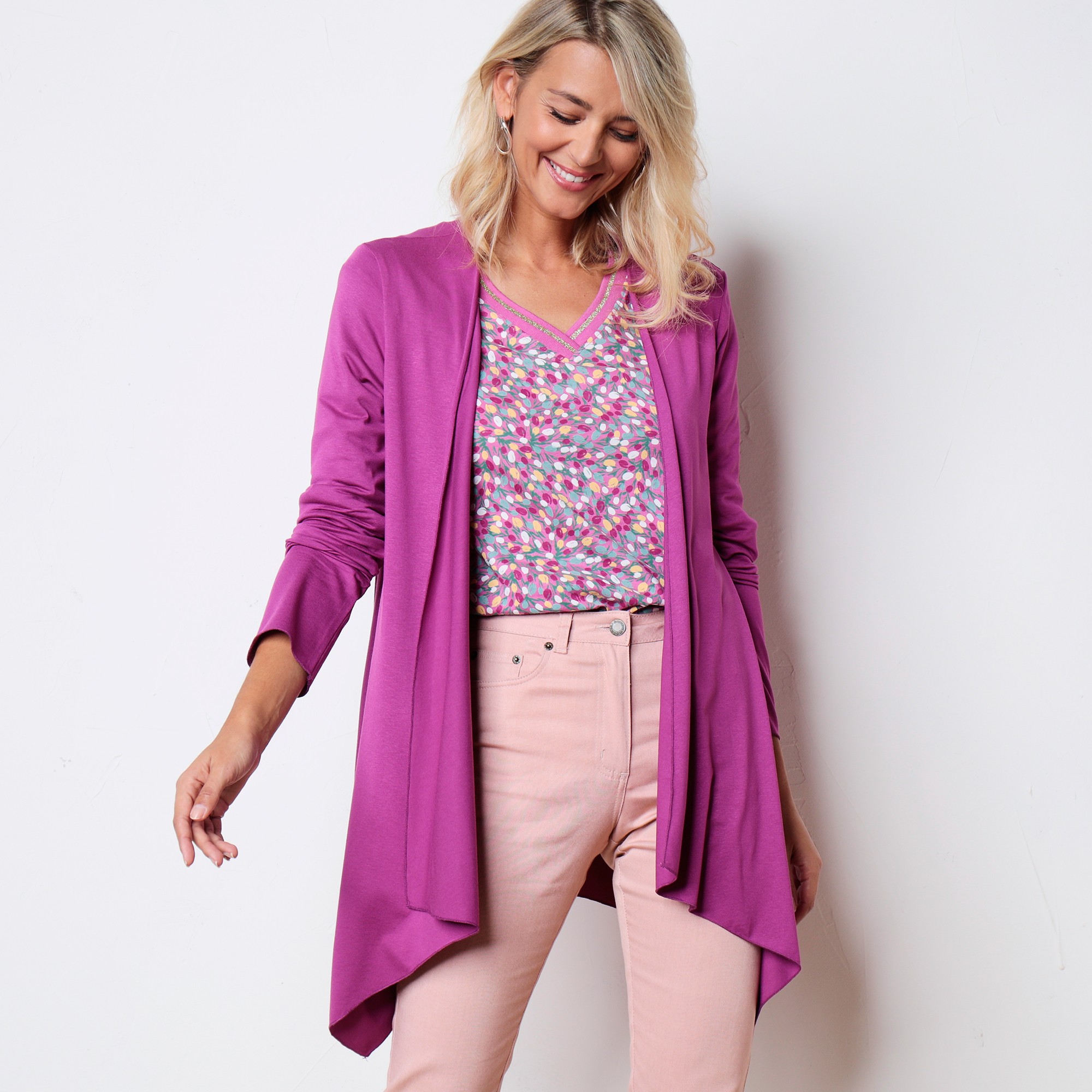 Gilet À Pans Manches Longues, Maille Fluide - Blancheporte