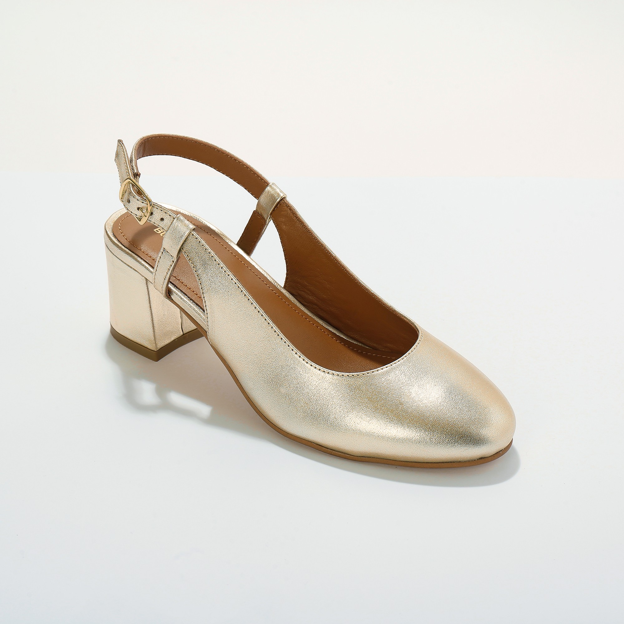 Escarpins Slingback En Cuir Certifié Lwg - Blancheporte