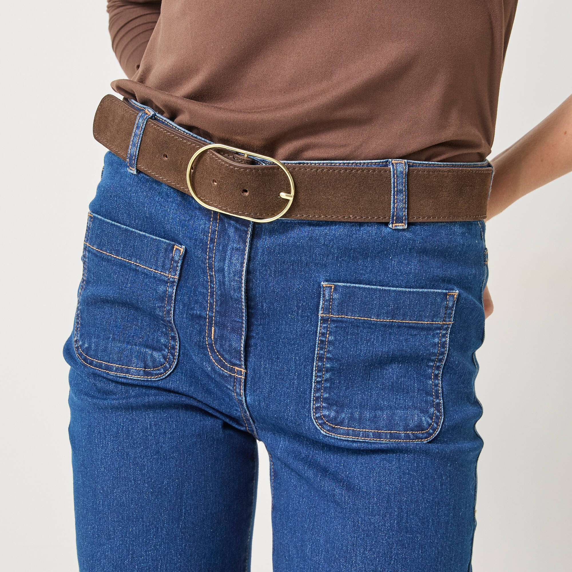 Ceinture boucle coloris dor crote de cuir - Blancheporte 30$