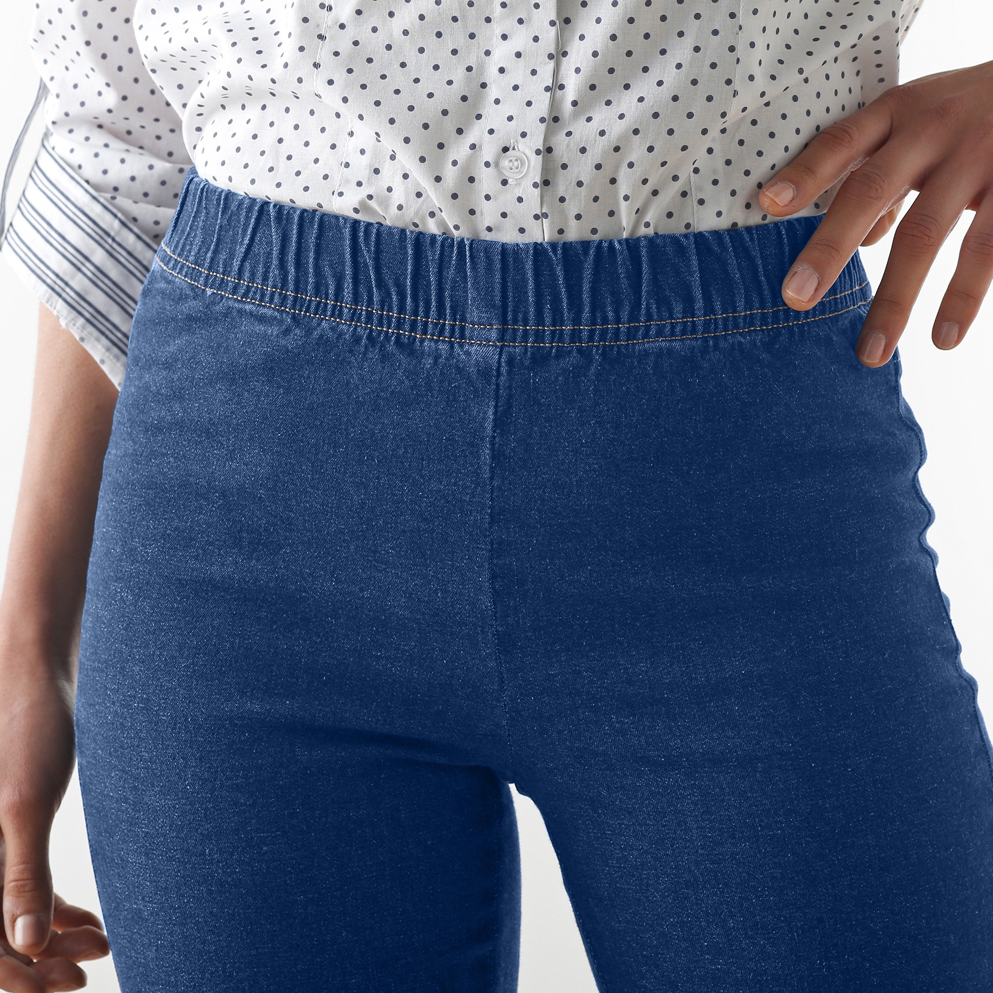 Jean sculptant effet ventre plat taille lastiqu e stone Blancheporte