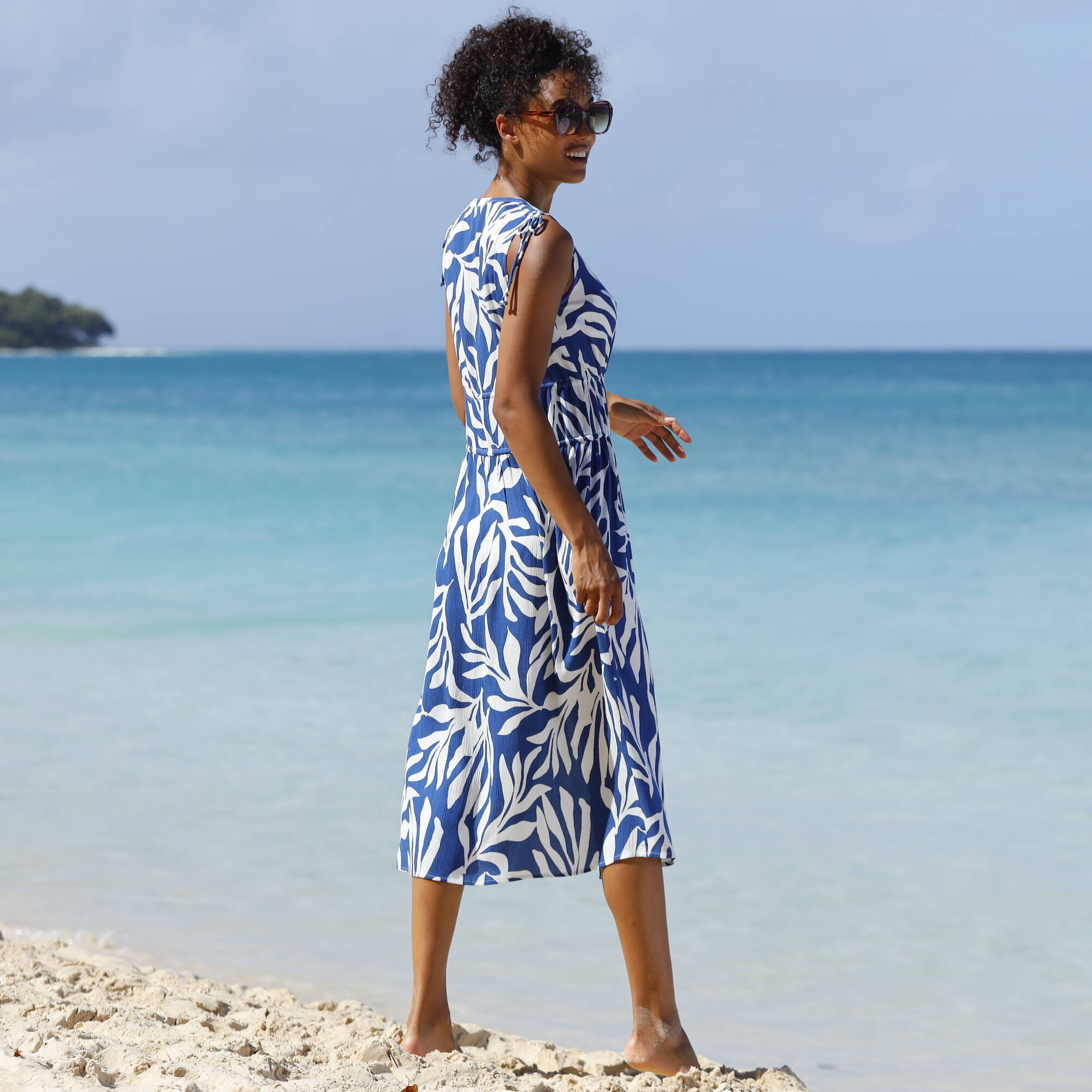Robe De Plage ETAM – Bleu Paon, Taille M, Viscose – Sans Manches – NEUVE Avec étiquettes