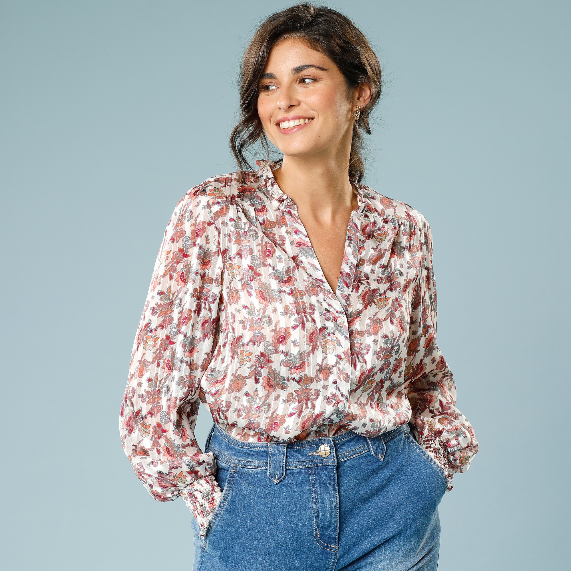 Chemisier Imprimé, Jacquard Rayé, Spéciale Petites - Blancheporte